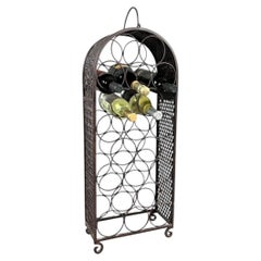 Patinated Metal Bottle Holder, 20th Century, Arched Design, Wine Motif