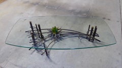 Patinated Metal Brutalist Coffee Table Attributed to Silas Seandel, circa 1970s