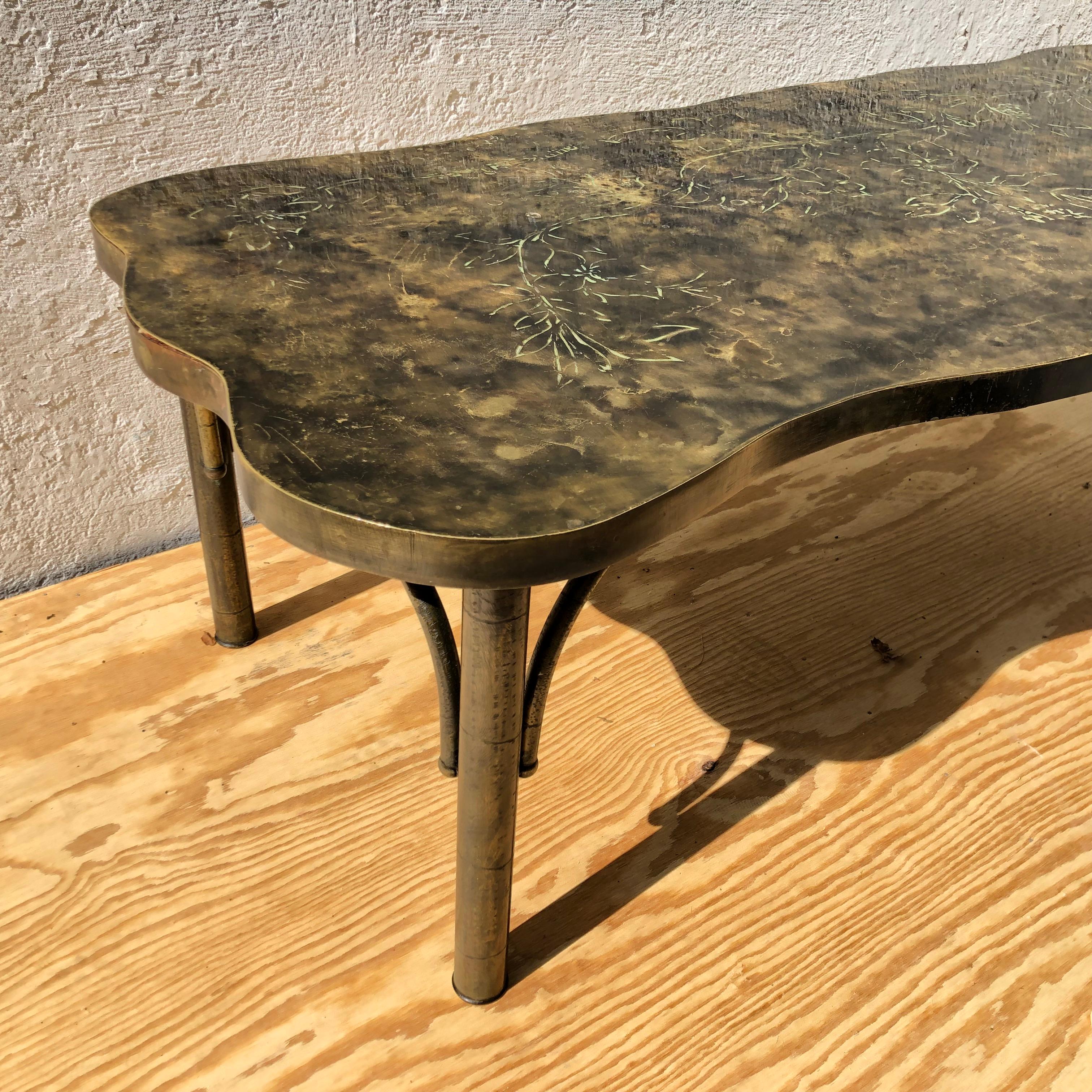 Late 20th Century Patinated Metal Coffee Table by Philip and Kelvin LaVerne