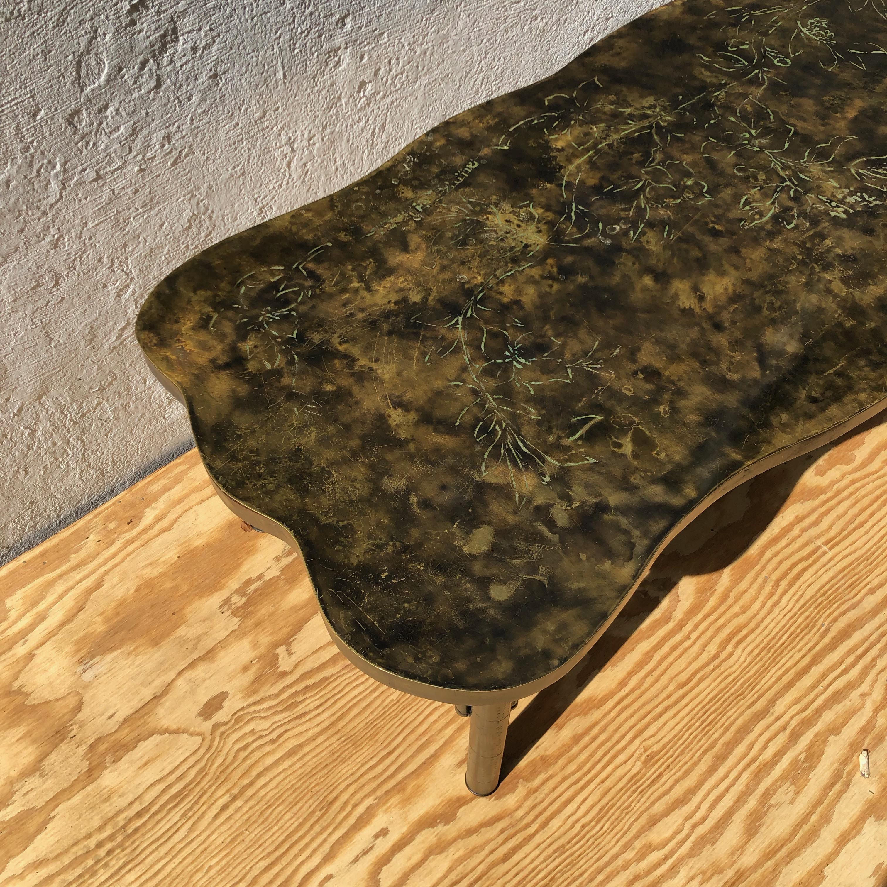 Patinated Metal Coffee Table by Philip and Kelvin LaVerne 3