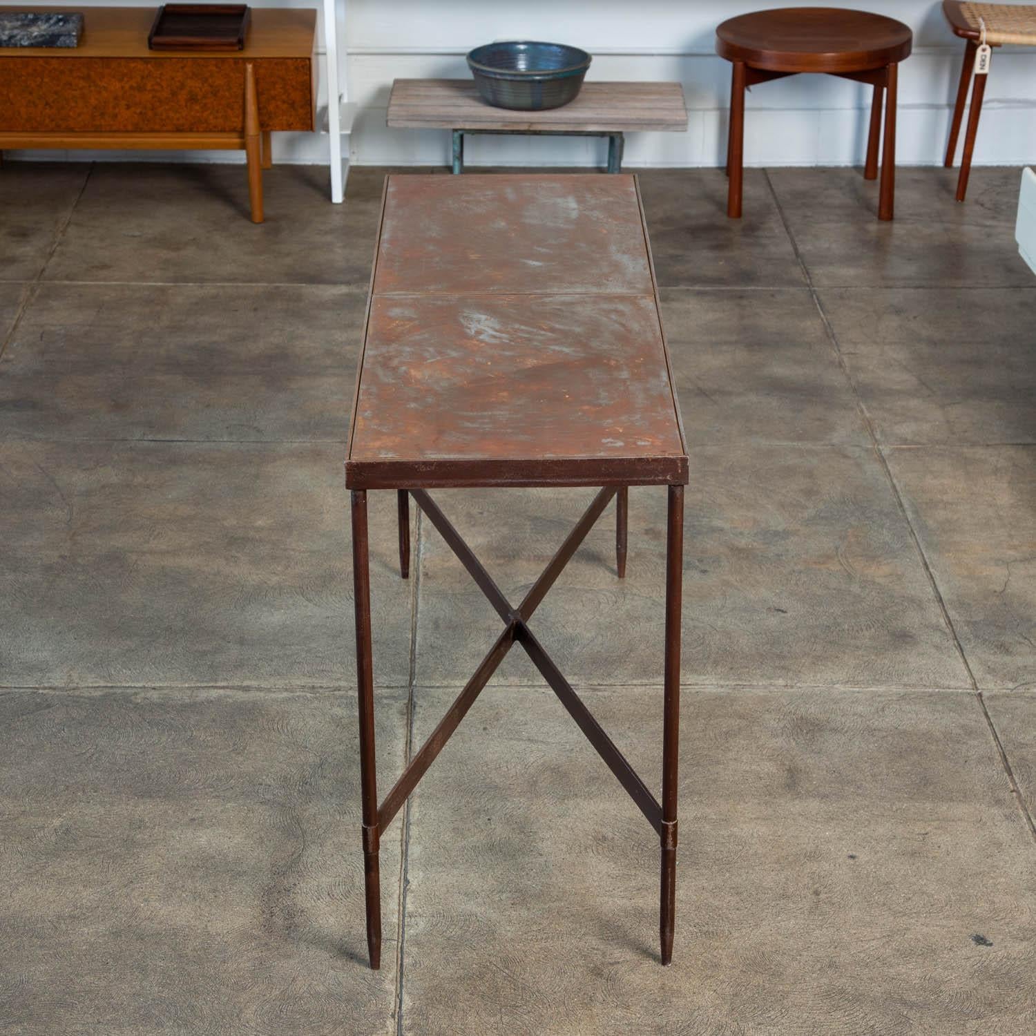 20th Century Patinated Metal Console Table