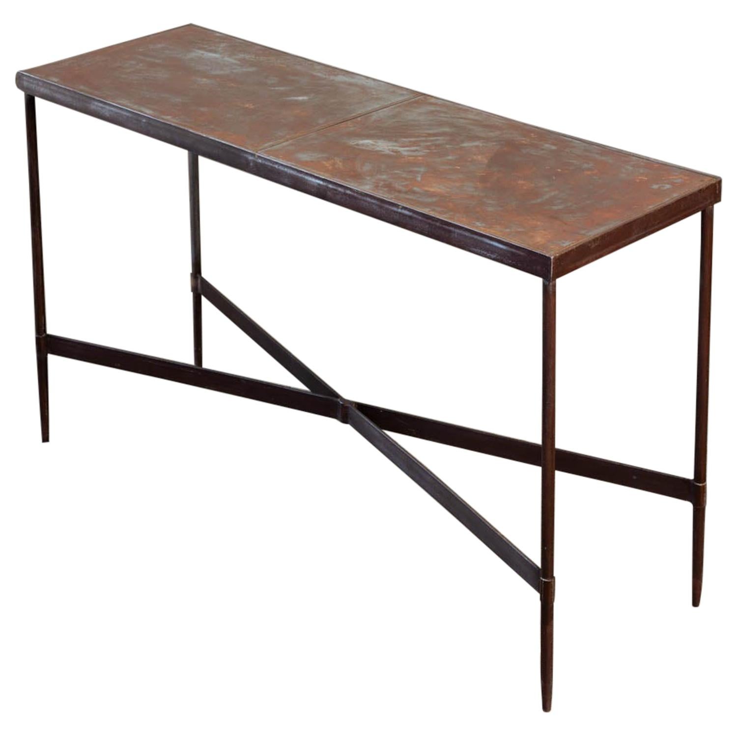 Patinated Metal Console Table