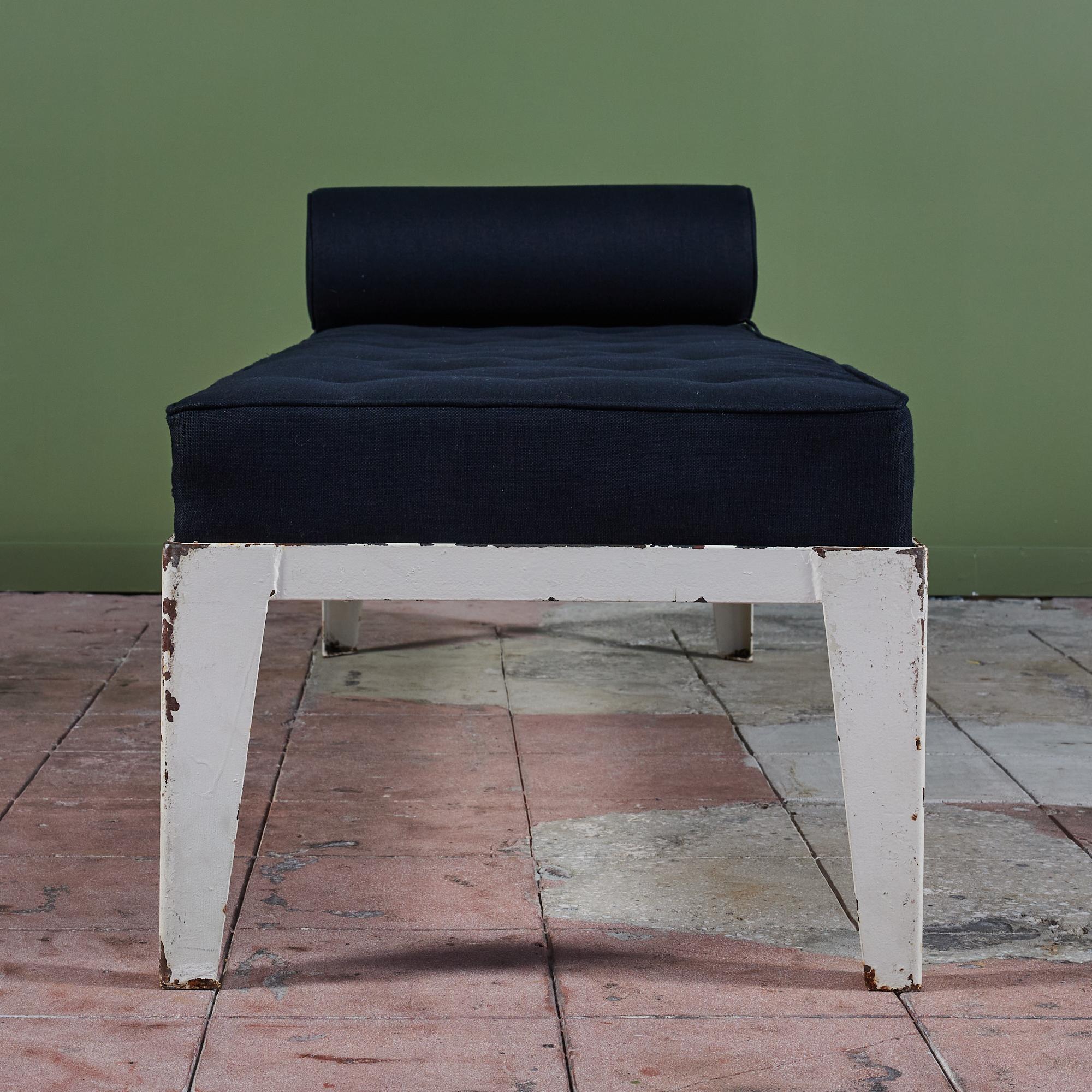 Upholstery Patinated Metal Daybed with Tufted Cushion