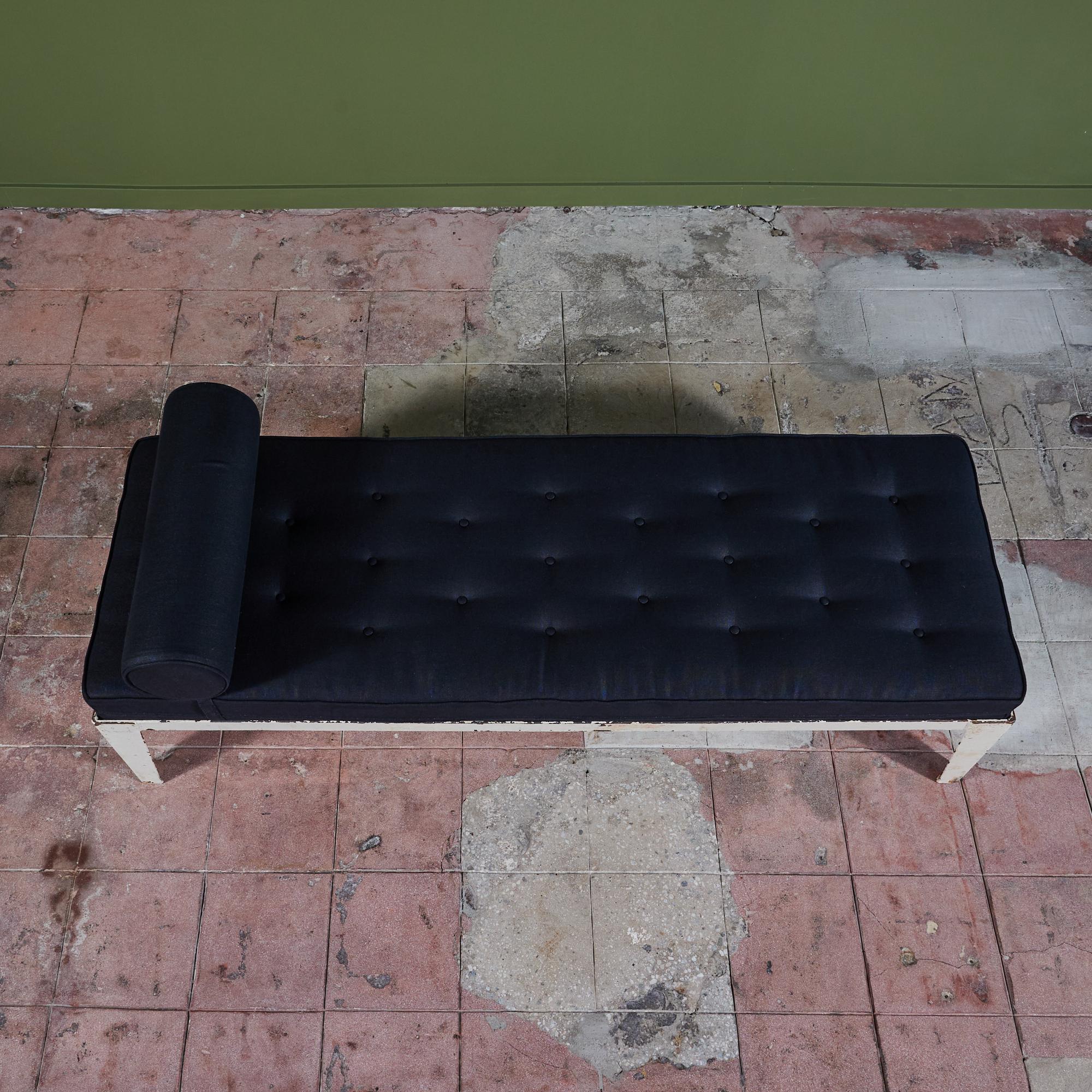 Patinated Metal Daybed with Tufted Cushion 1