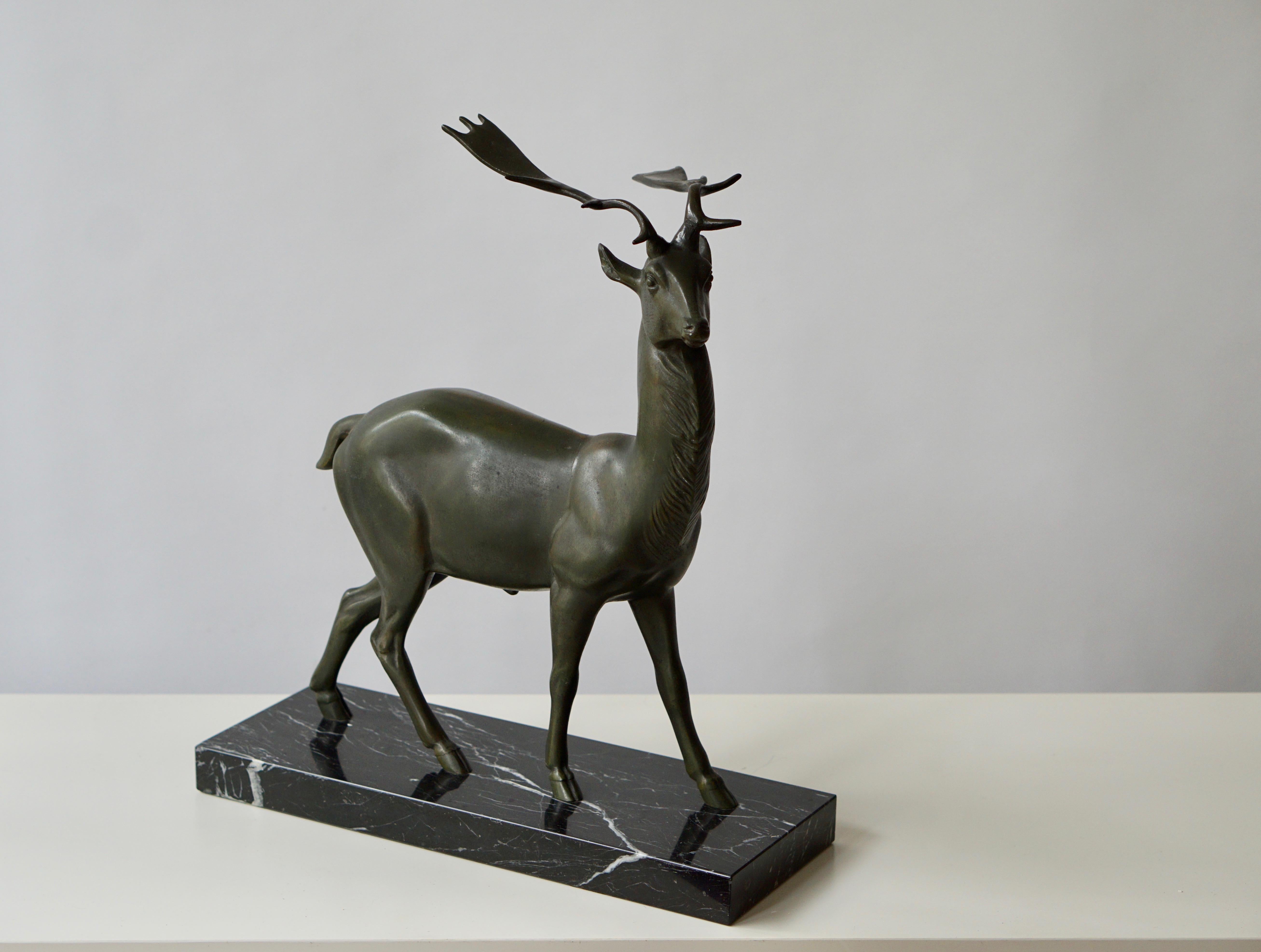Mid-Century Modern Patinated Metal Figure of a Deer