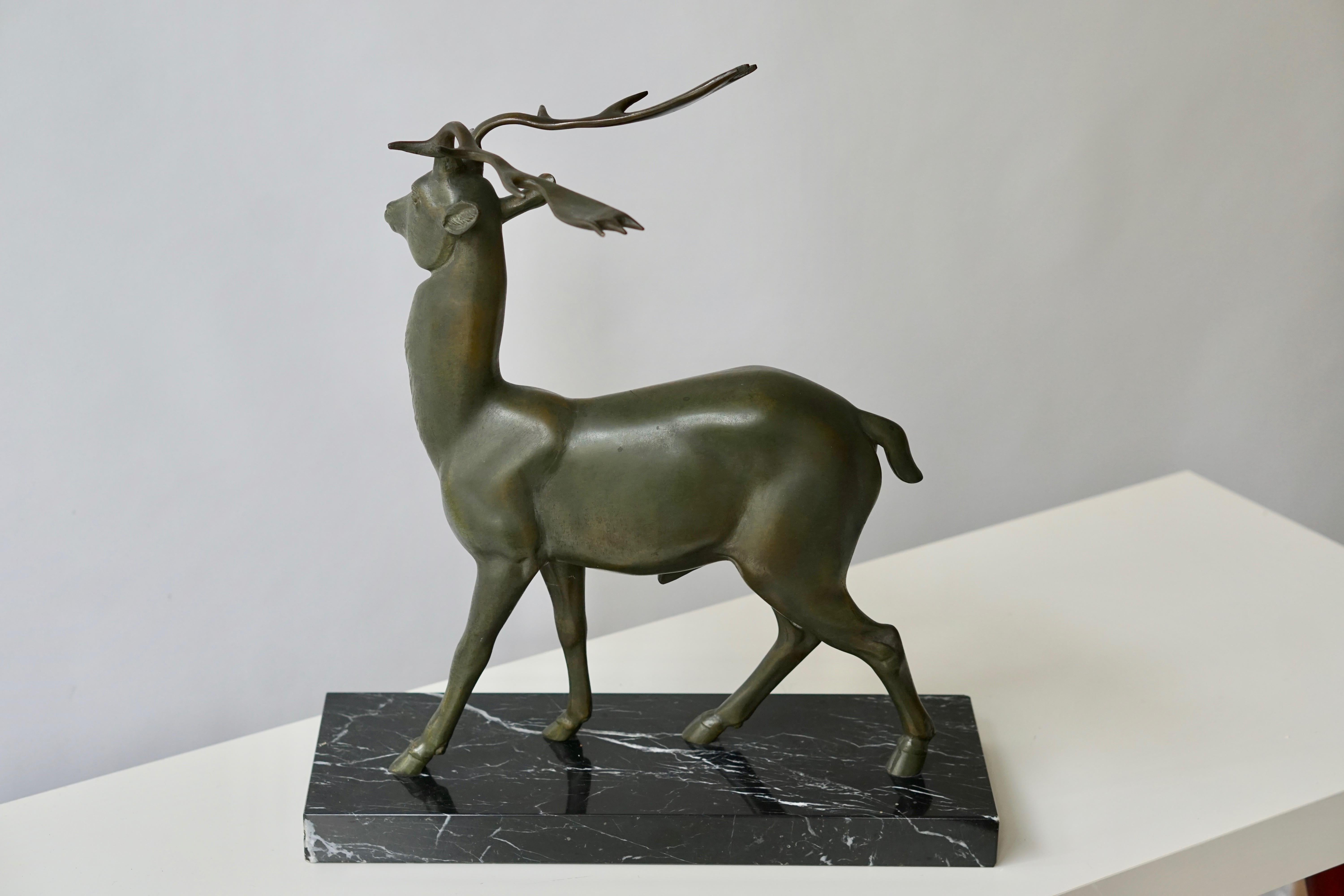 French Patinated Metal Figure of a Deer