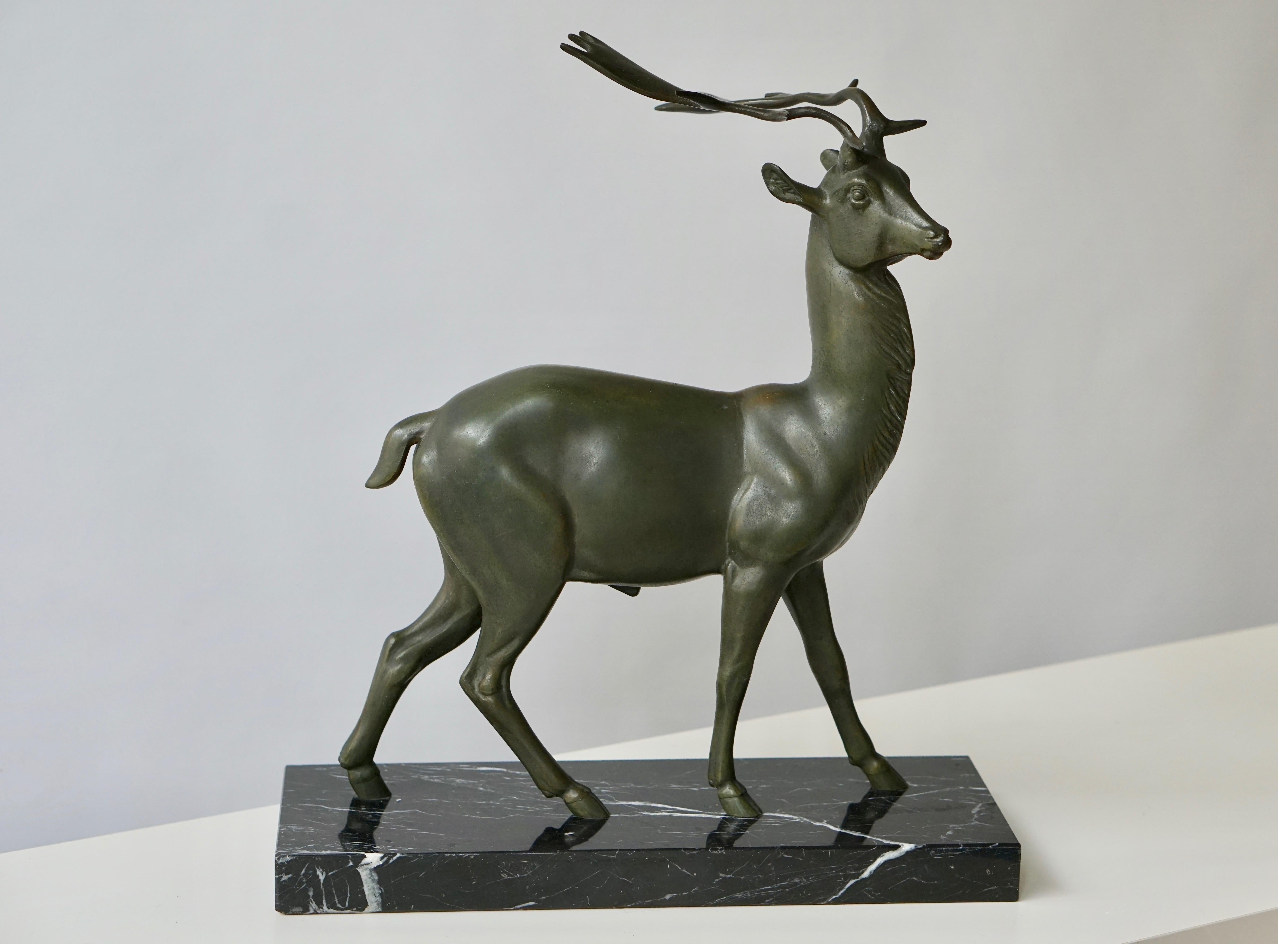 20th Century Patinated Metal Figure of a Deer