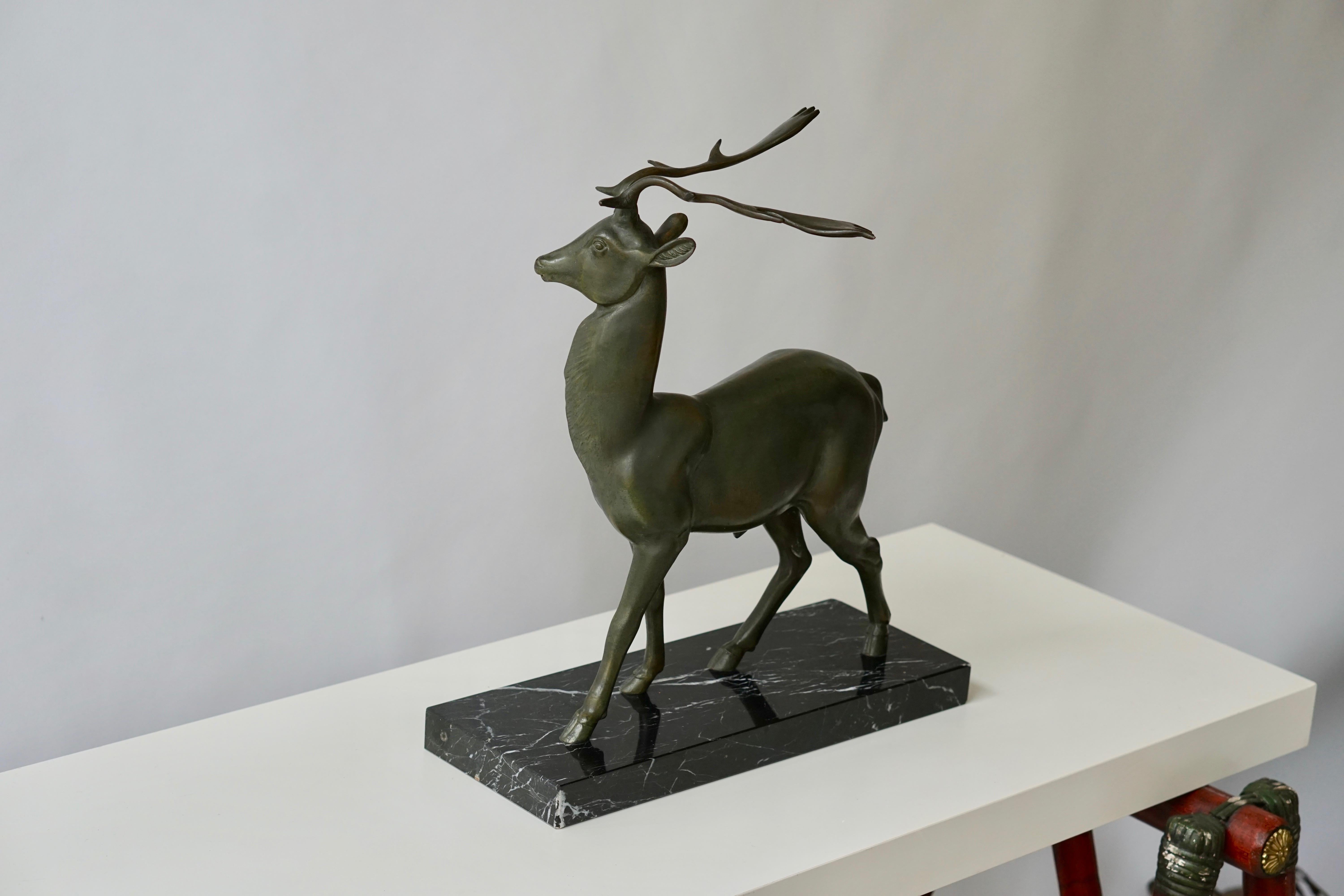 Spelter Patinated Metal Figure of a Deer