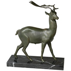 Patinated Metal Figure of a Deer