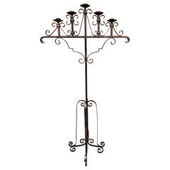 Patinated Metal Five-Light Floor Candelabrum / Torchere