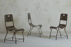 Patinated Metal Garden Chairs by Mobilier Rex, France 1960s