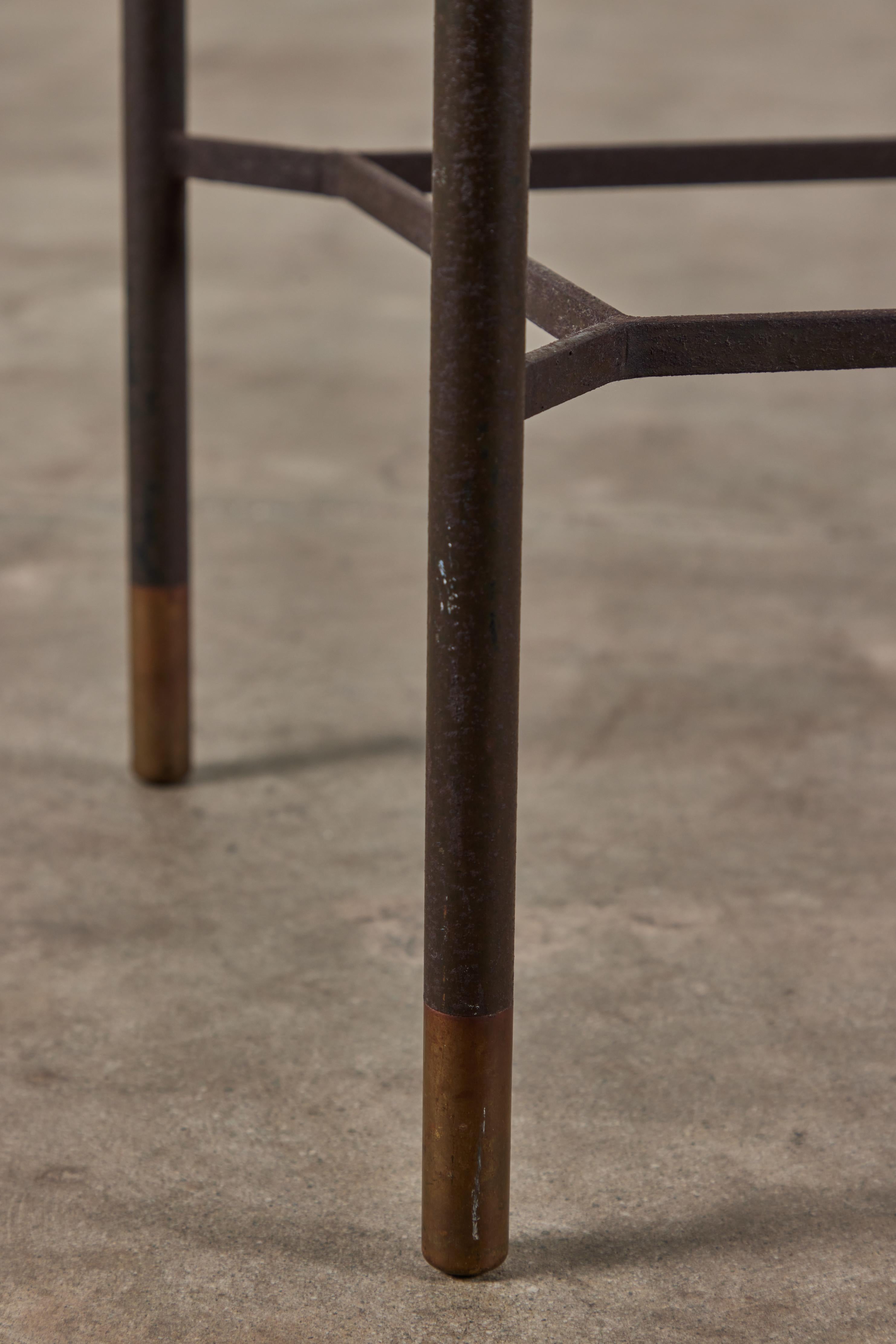 Patinated Metal Side Table with Mosaic Tile Top 3