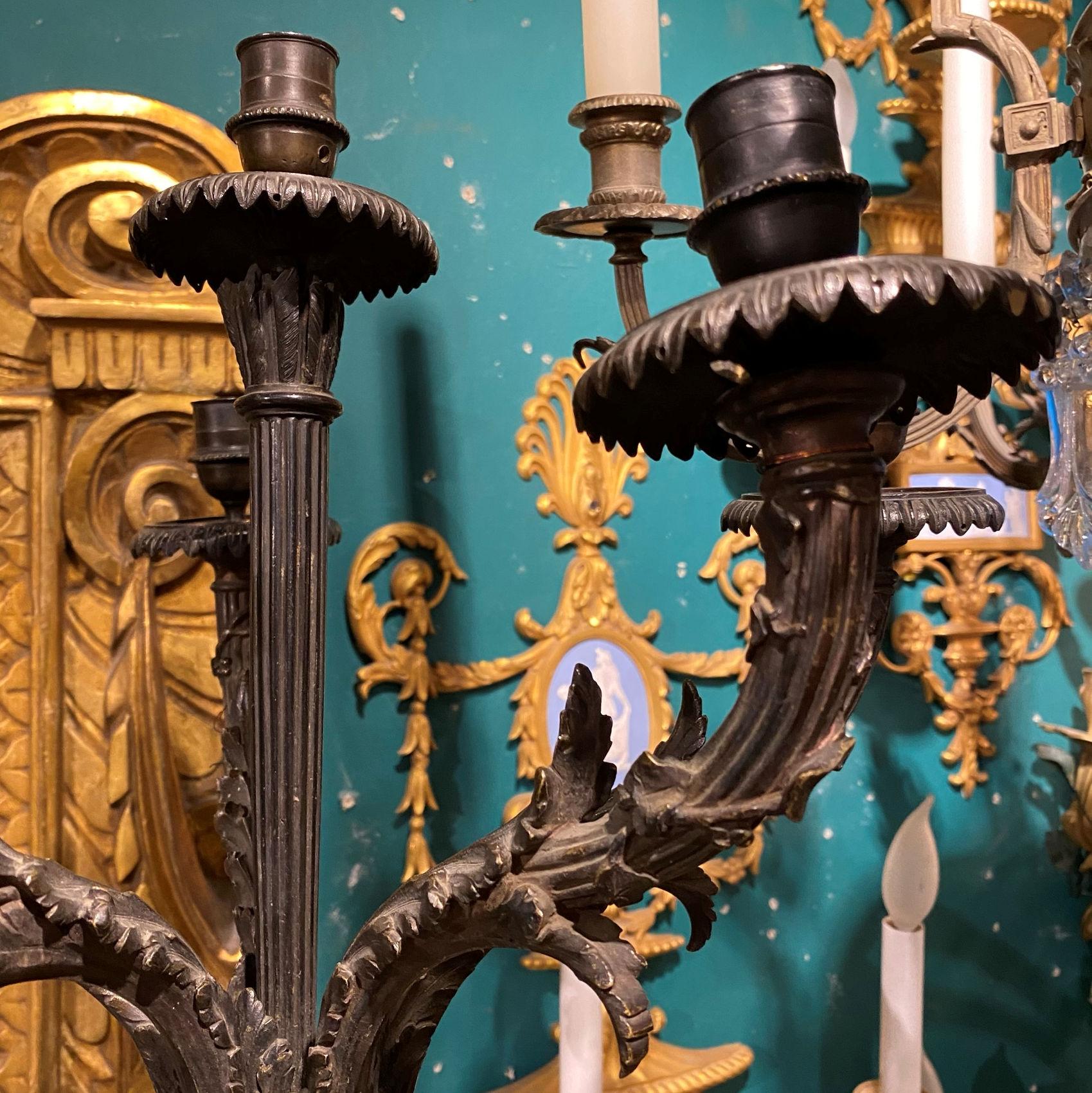 Gilt Patinated Neoclassical Figural Candelabra After Claude Michel, aka Clodion For Sale