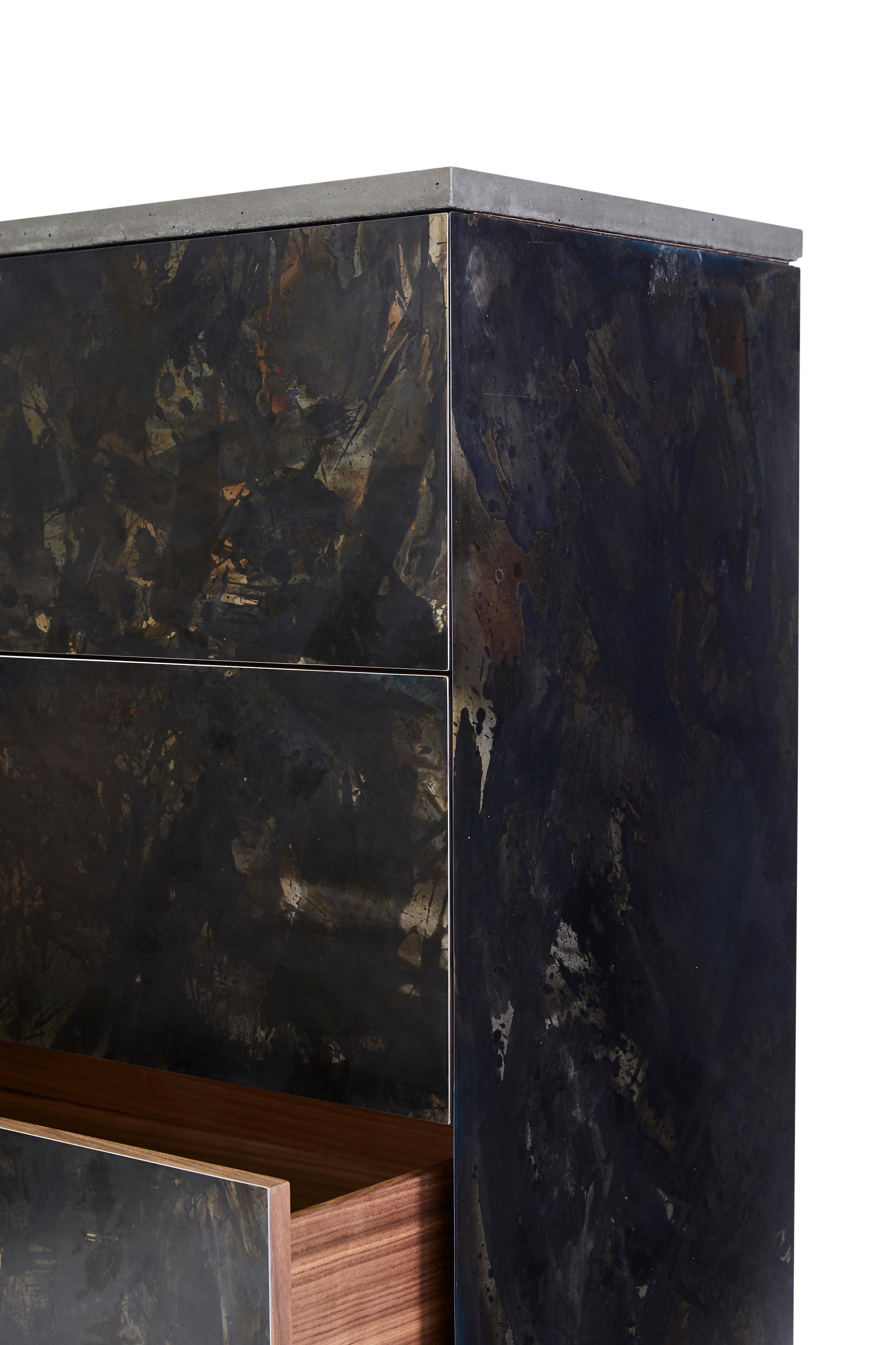 Contemporary Patinated or Blackened Steel 