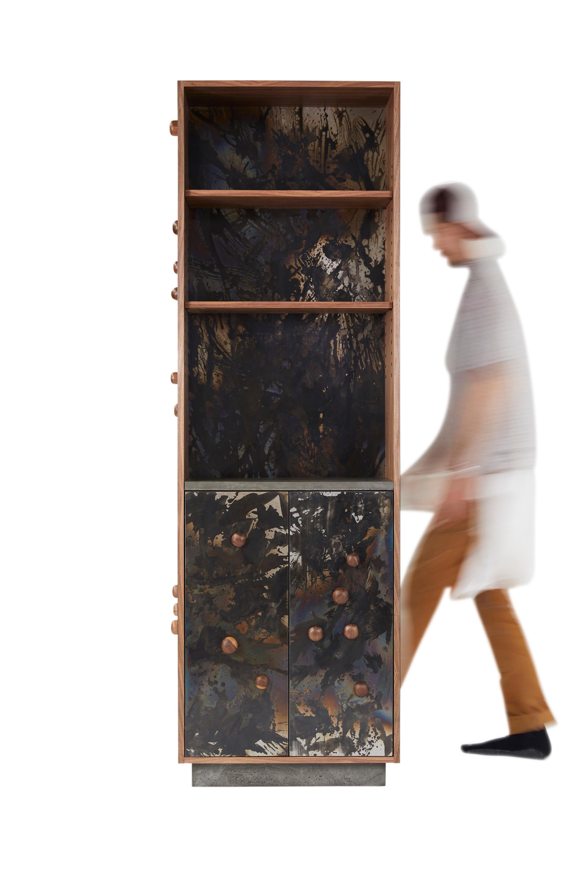 This piece features adjustable shelving with 