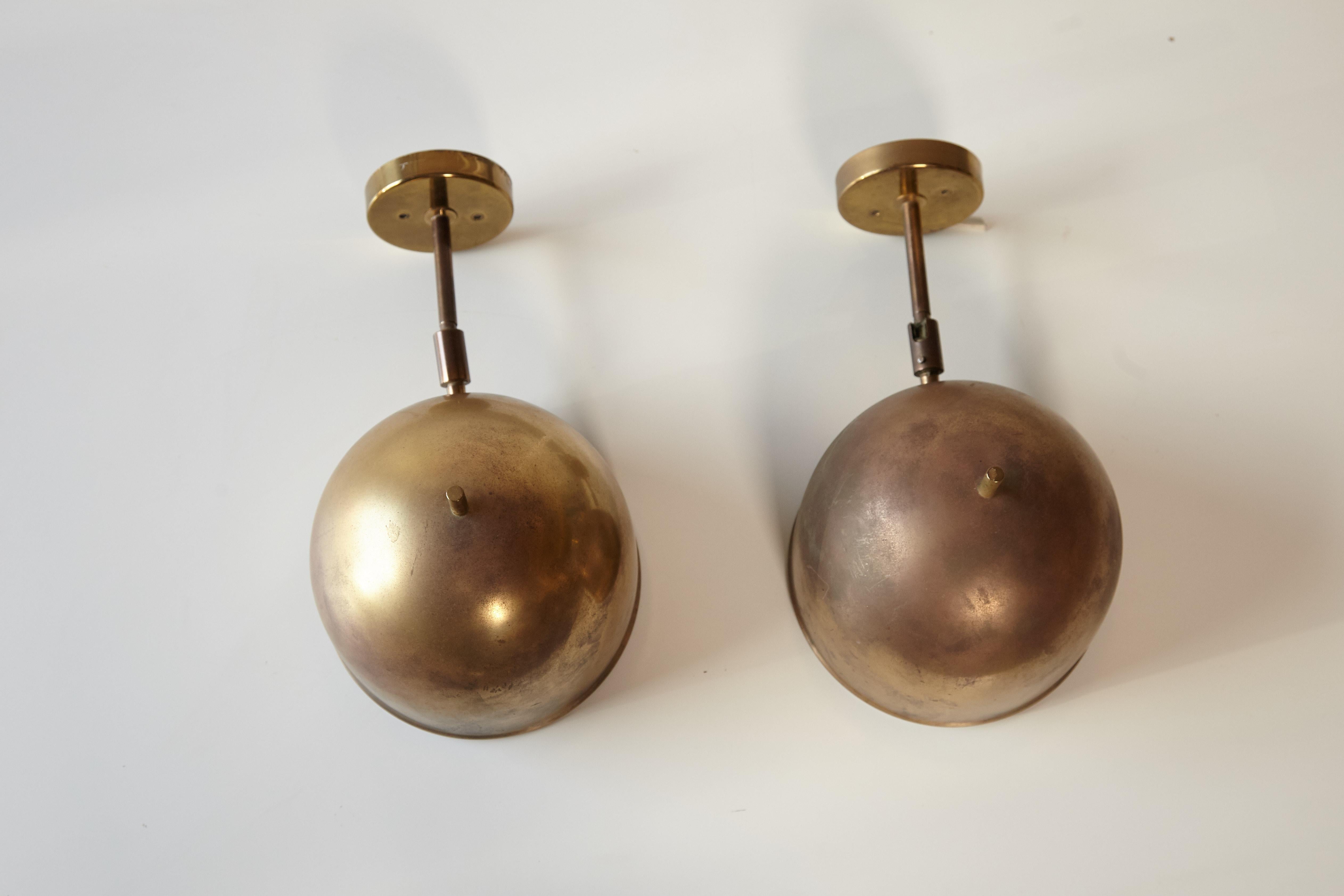 Patinated Pair of Brass Wall Lamps, Model G-075, Bergboms, Sweden, 1960s 3