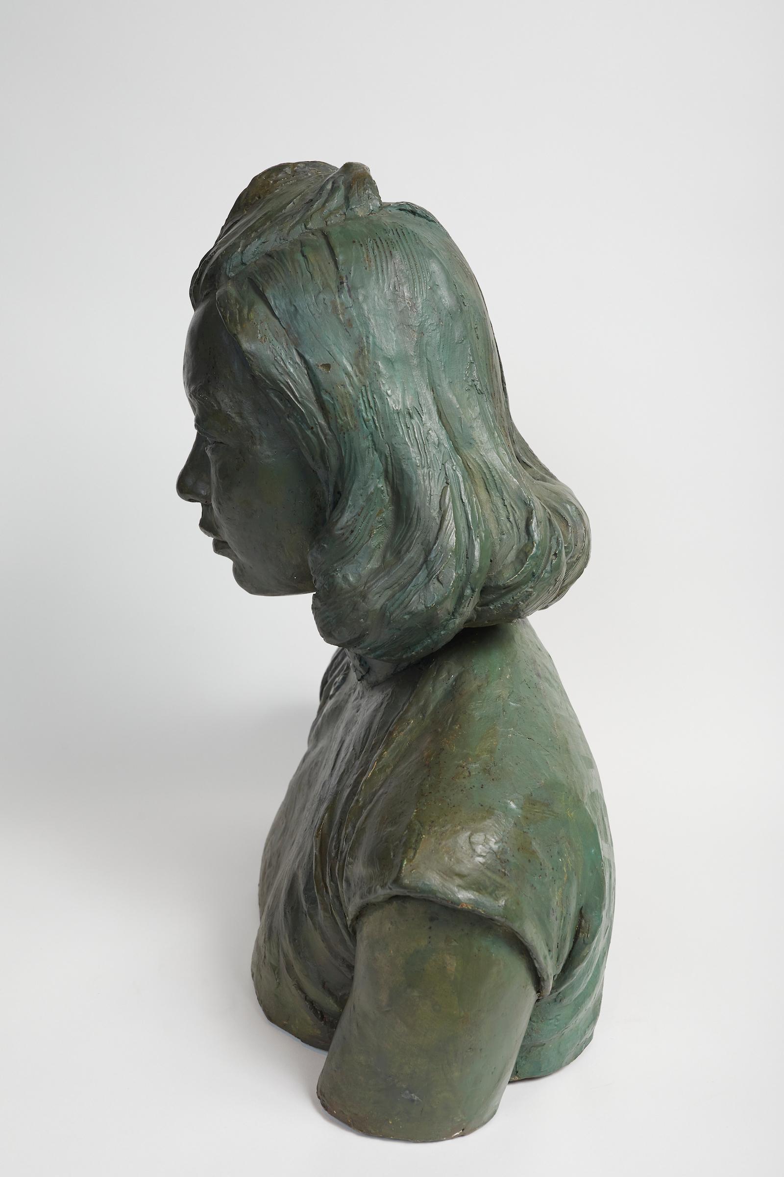 Mid-20th Century Patinated Plaster Bust of an Asian Woman by Herbert McRae Miller  For Sale