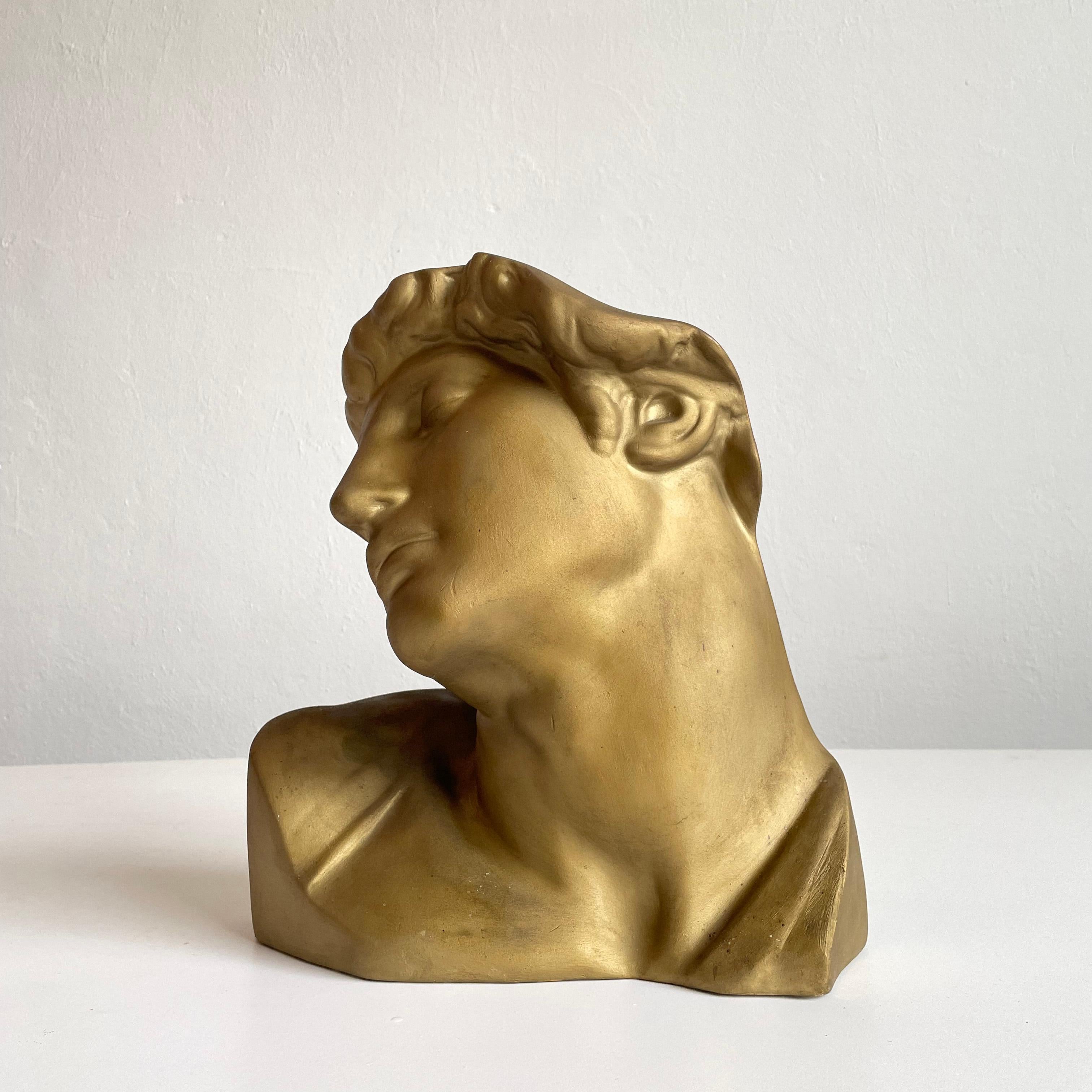 Patinated Plaster Bust of a Dying Slave, Michelangelo, Cast by Mulaza, ca 1970s For Sale 4