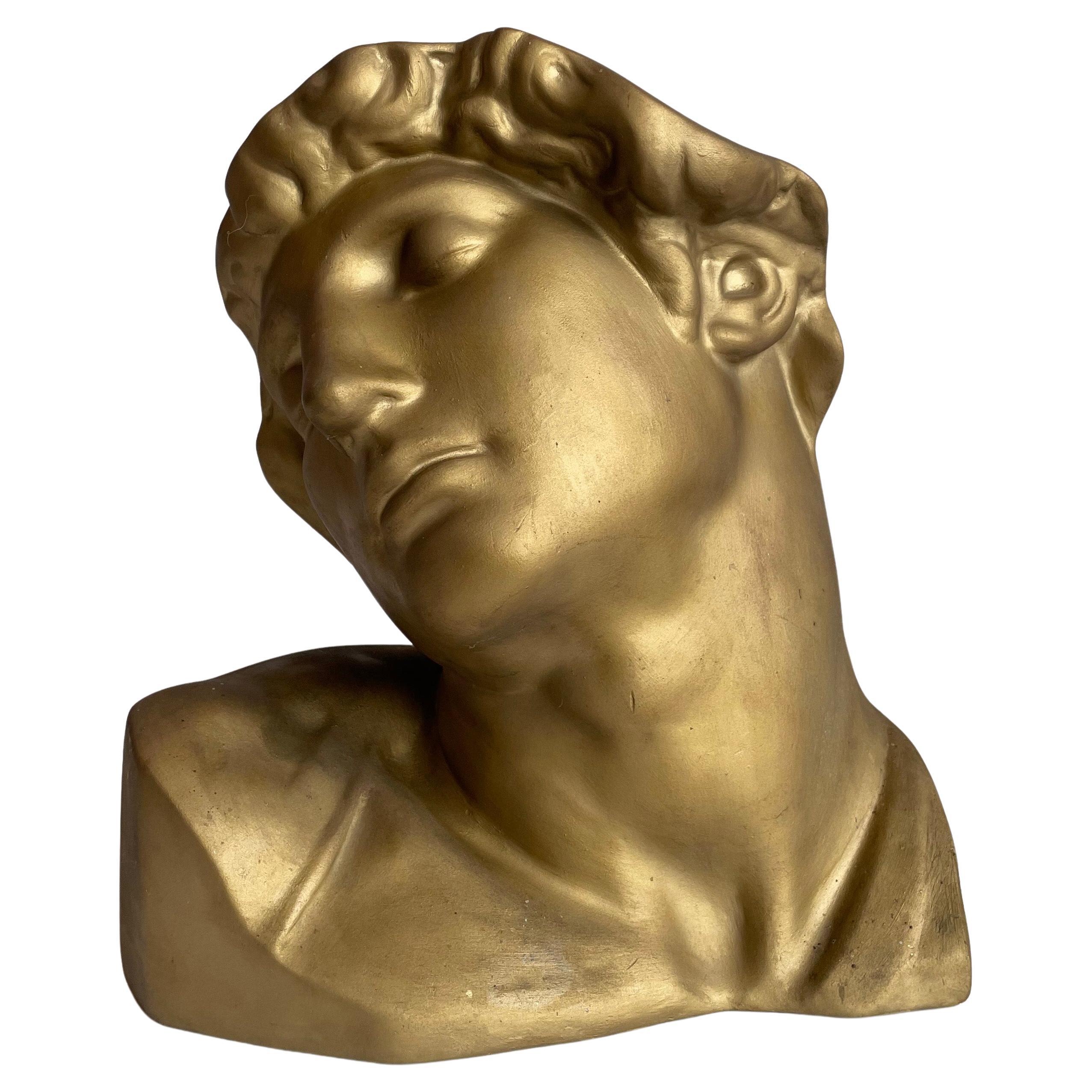 Patinated Plaster Bust of a Dying Slave, Michelangelo, Cast by Mulaza, ca 1970s For Sale