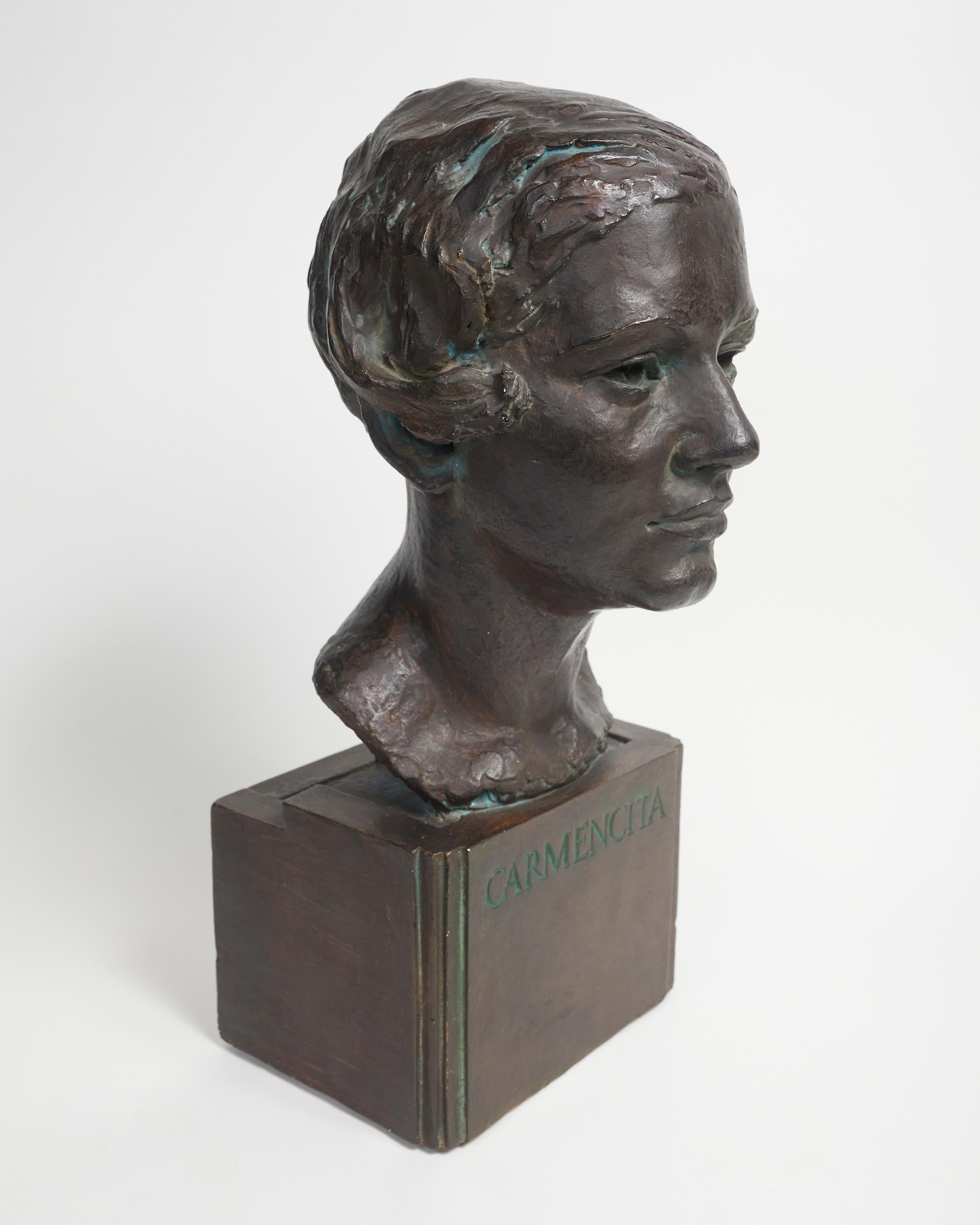 Patinated plaster Bust of Woman 