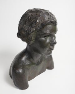 Patinated Plaster Bust of Woman by Herbert McRae Miller