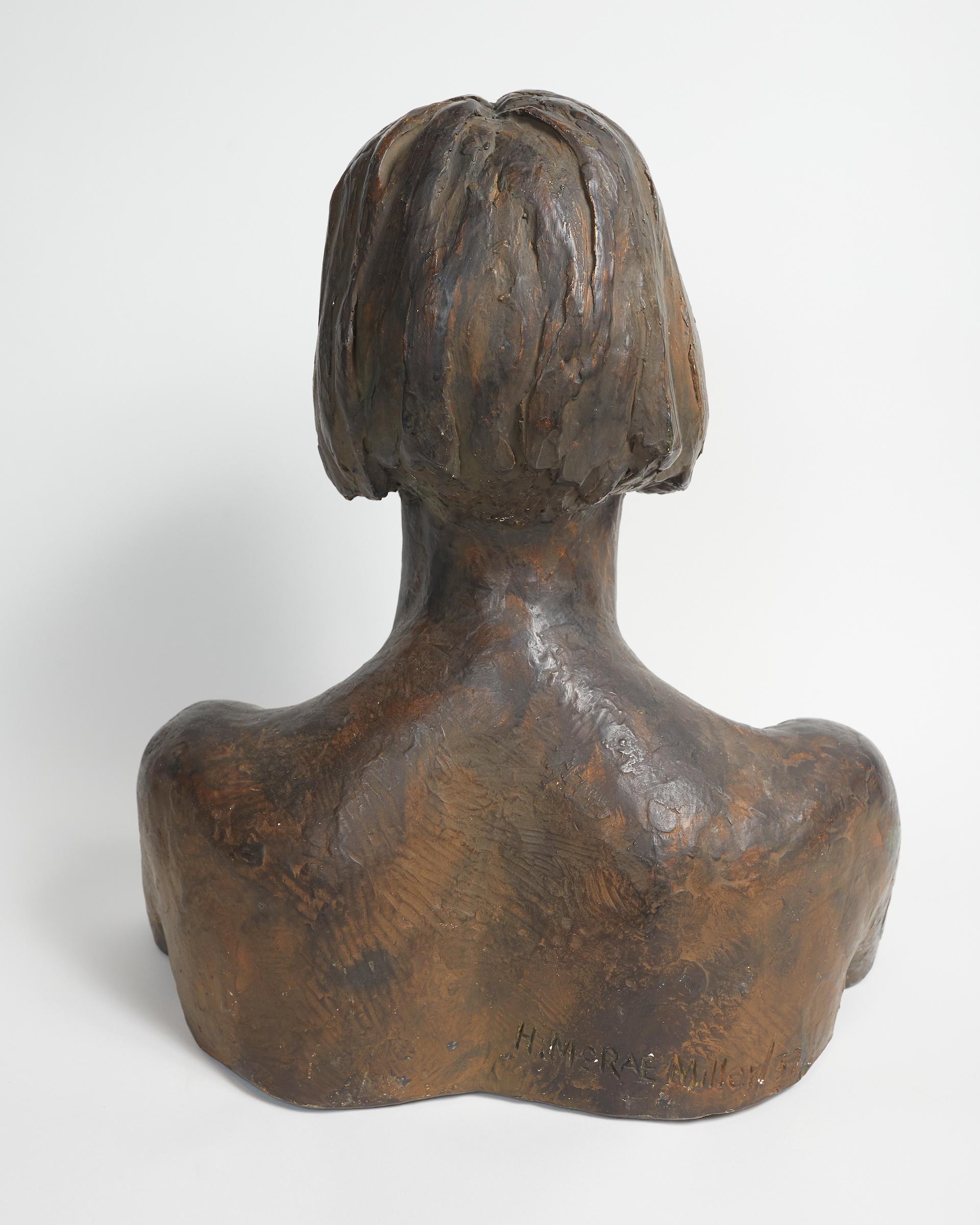 Canadian Patinated Plaster Bust of Woman by Herbert McRae Miller For Sale