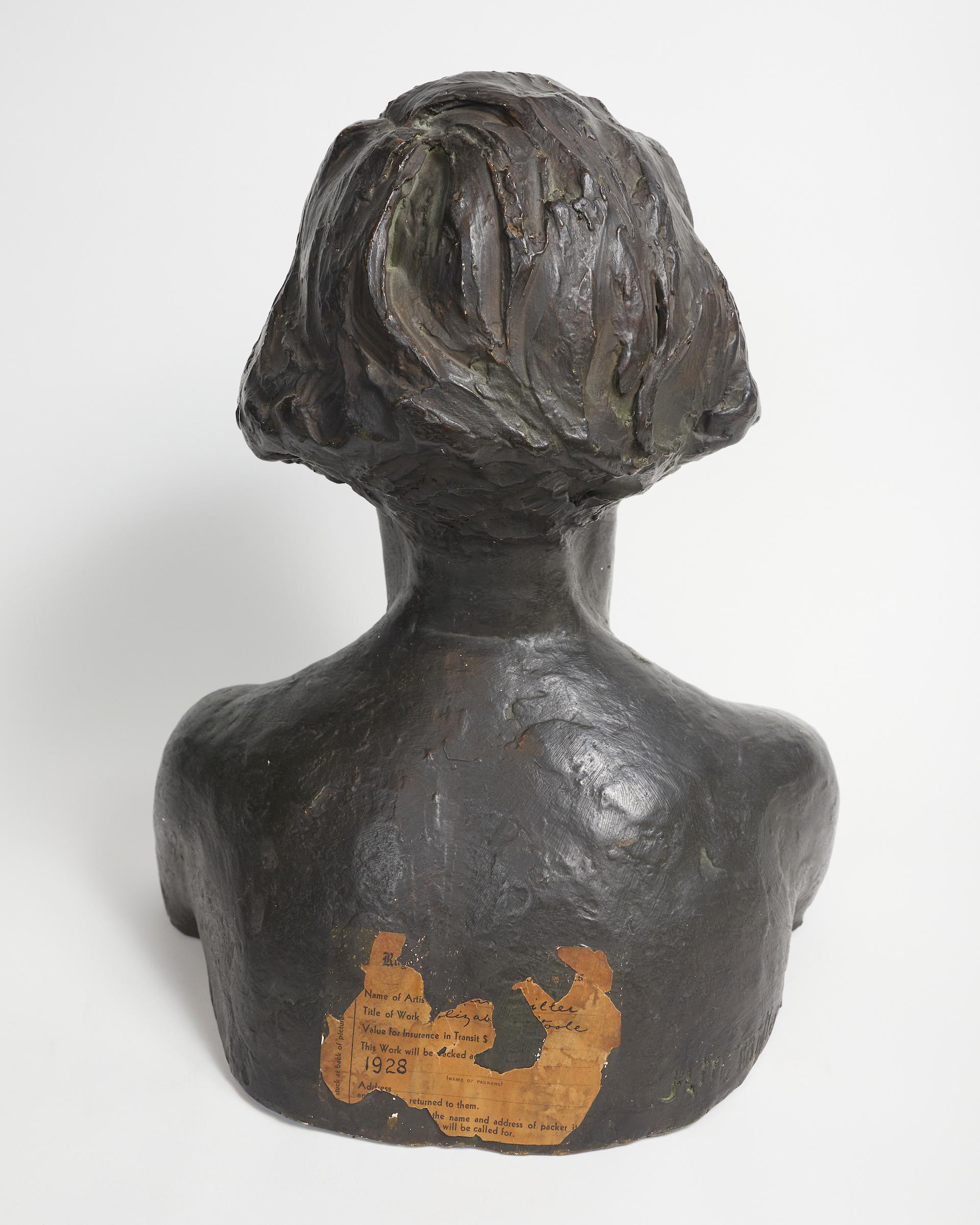 Canadian Patinated Plaster Bust of Woman by Herbert McRae Miller For Sale