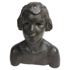 Patinated Plaster Bust of Woman by Herbert McRae Miller