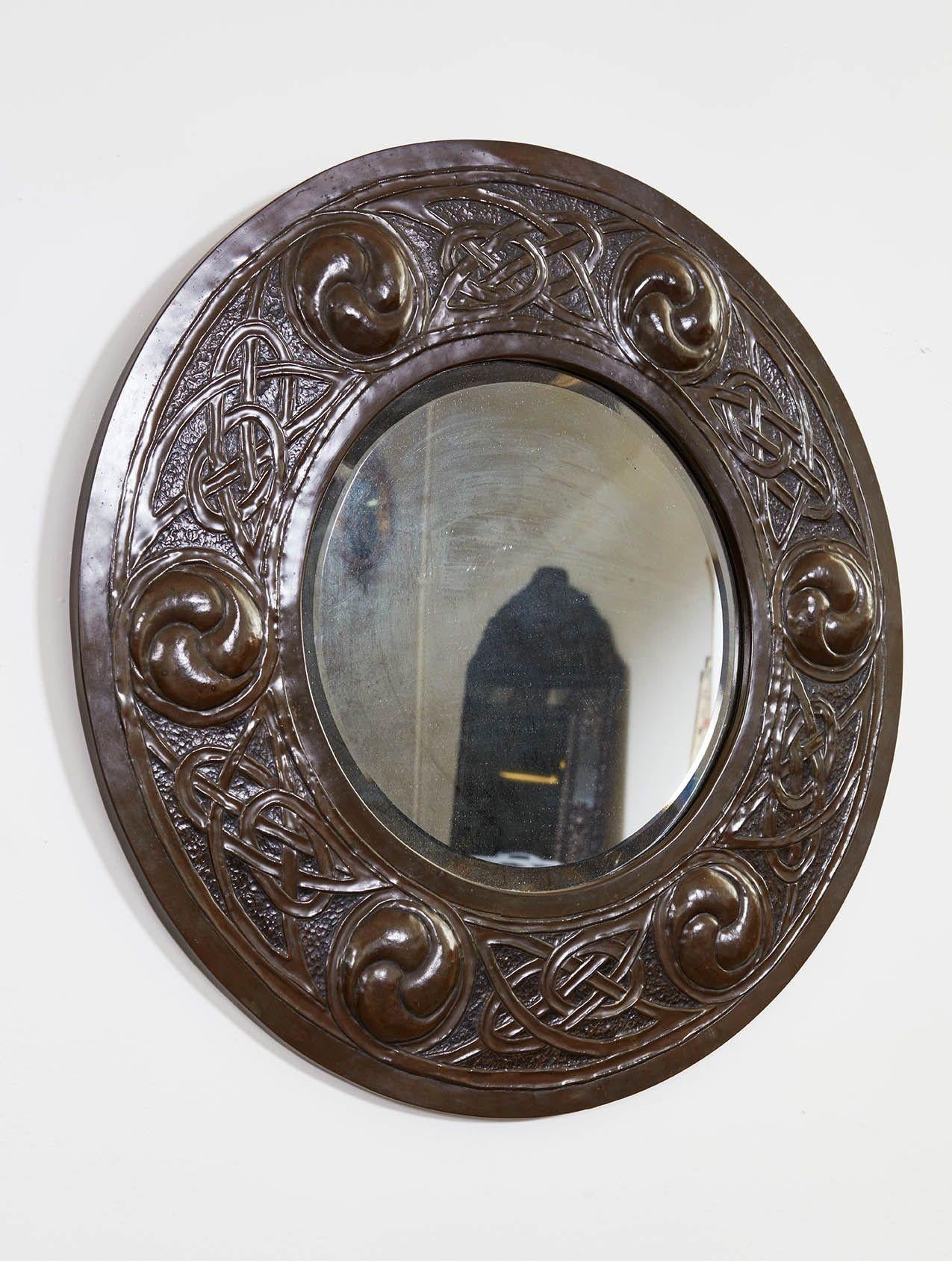 Early 20th Century Patinated Repousee Mirror For Sale