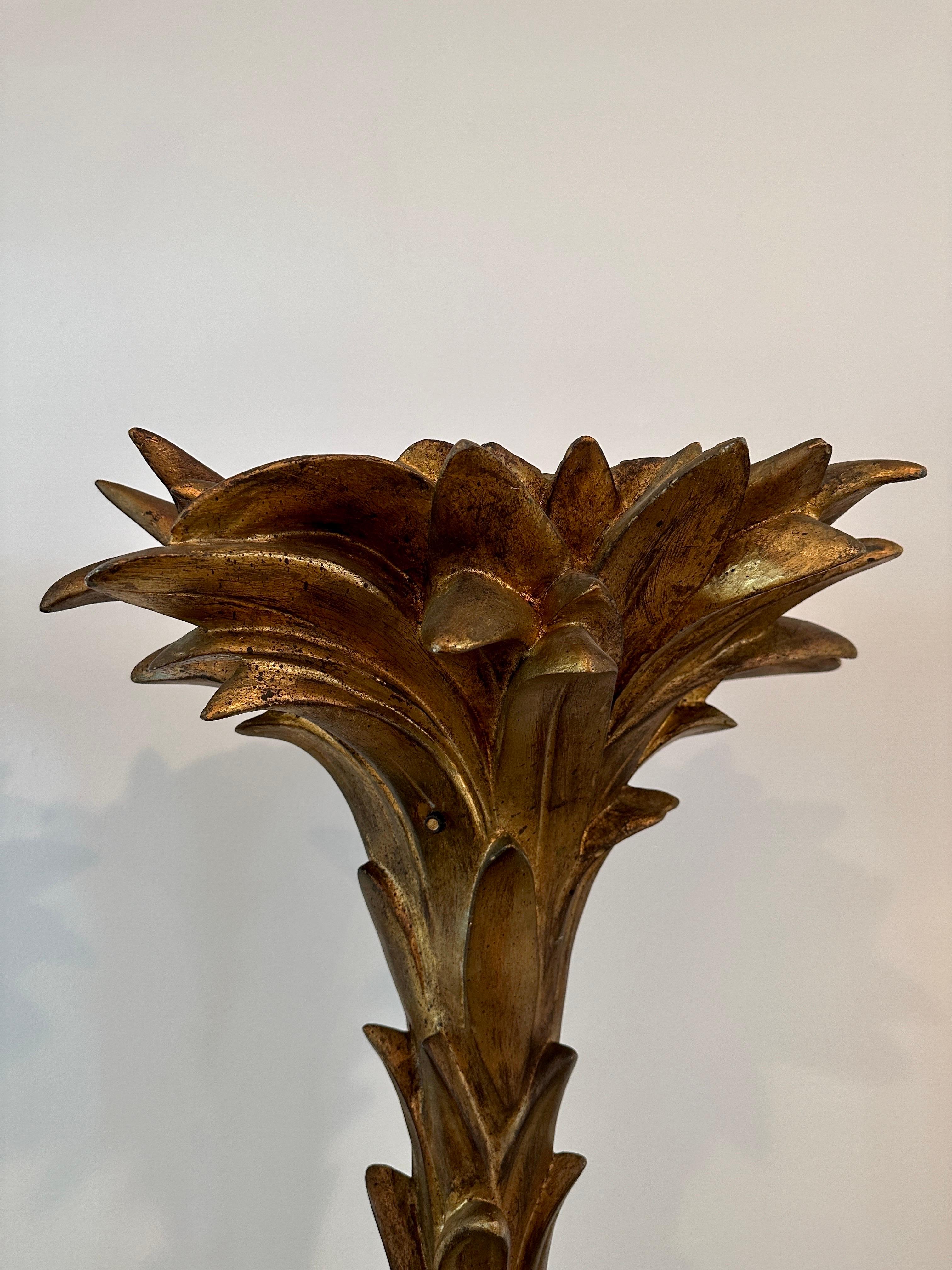Fin du 20e siècle Paire de torchères à palmier en résine patinée et plâtre à la manière de Serge Roche en vente