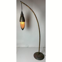 Patinated rustic copper and steel floor lamp with lantern, Bali Indonesia 1980s