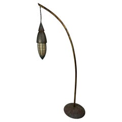 Patinated rustic copper and steel floor lamp with lantern, Bali Indonesia 1980s