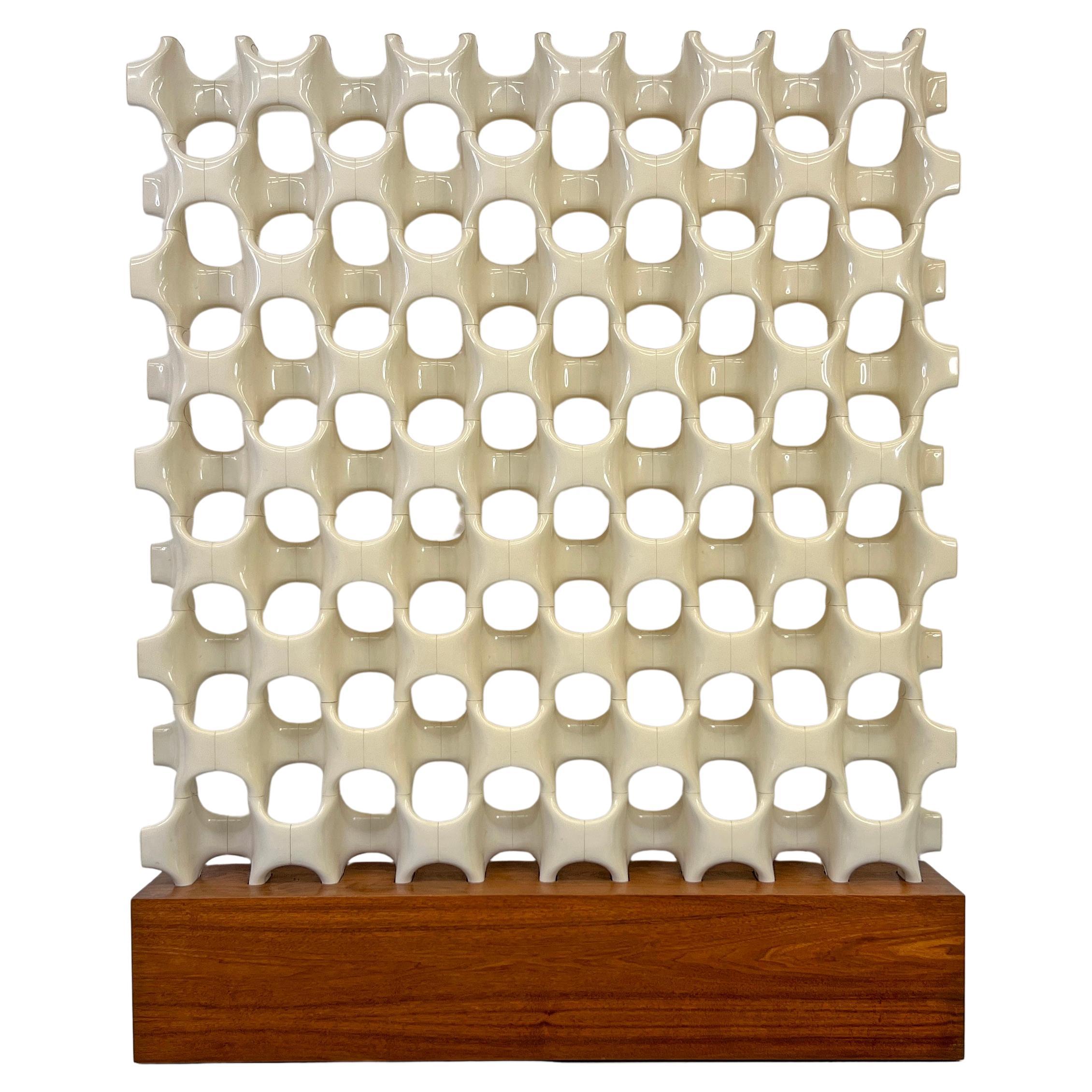 Patinated Sculpta-Grille Bones Screen on Walnut Base by Richard Harvey, 1960s