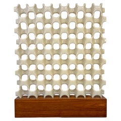 Patinated Sculpta-Grille Bones Screen on Walnut Base by Richard Harvey, 1960s