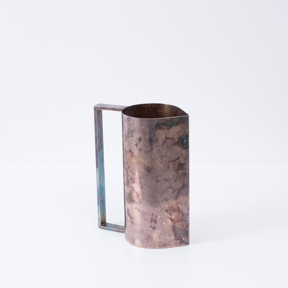 Metal Patinated Silver Pitcher Armani Casa, Italy, 1990s