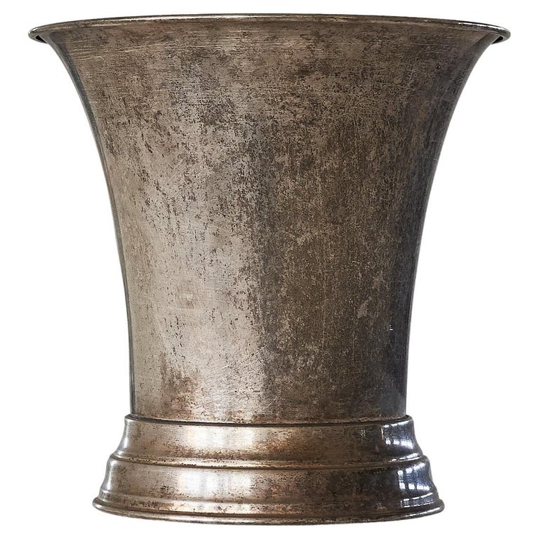 Patinated Silver Plated Wine Cooler or Vase