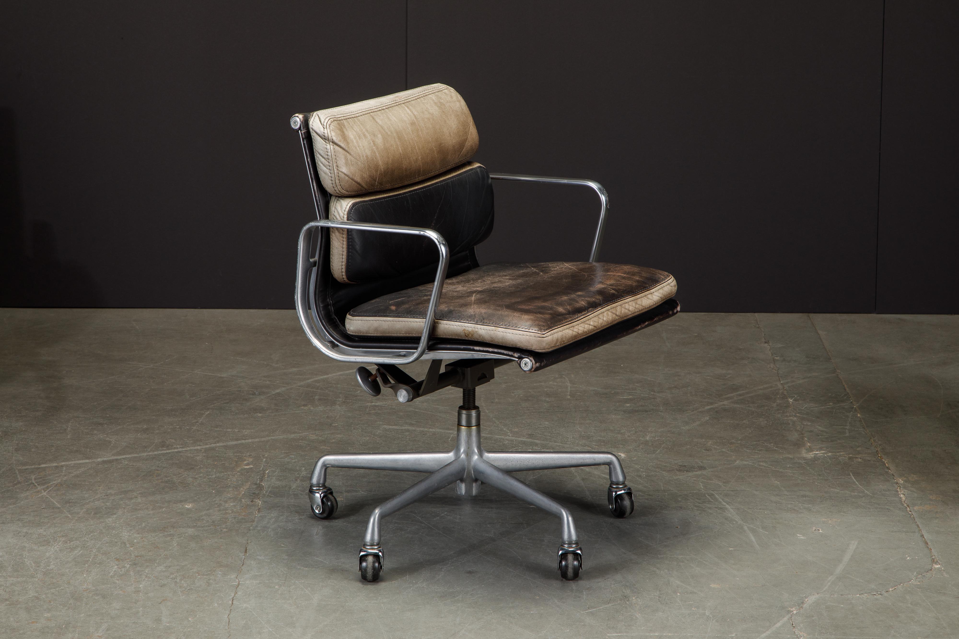 Patinated Soft Pad Desk Chairs by Charles Eames for Herman Miller, 1987, Signed 2