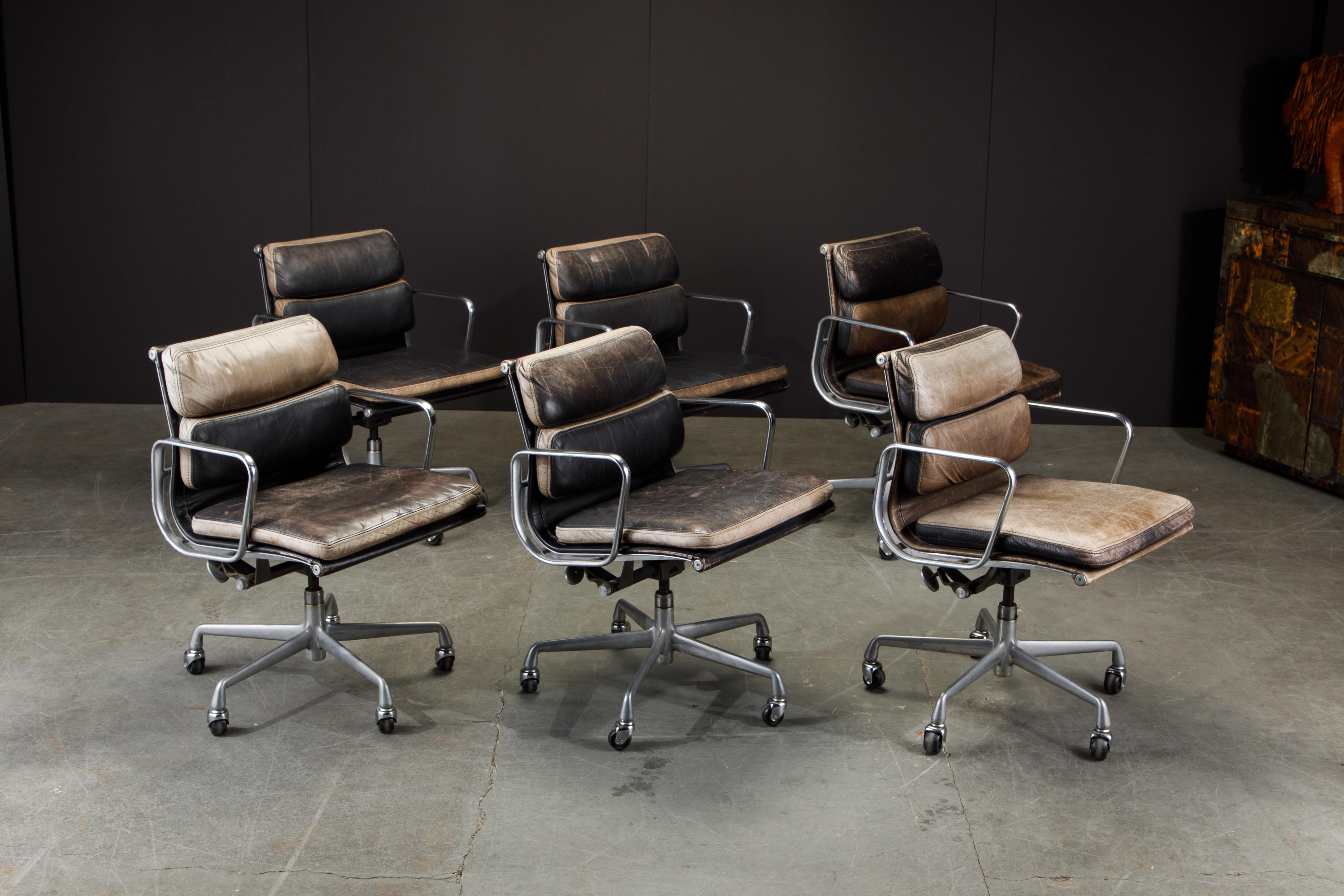 Mid-Century Modern Patinated Soft Pad Desk Chairs by Charles Eames for Herman Miller, 1987, Signed