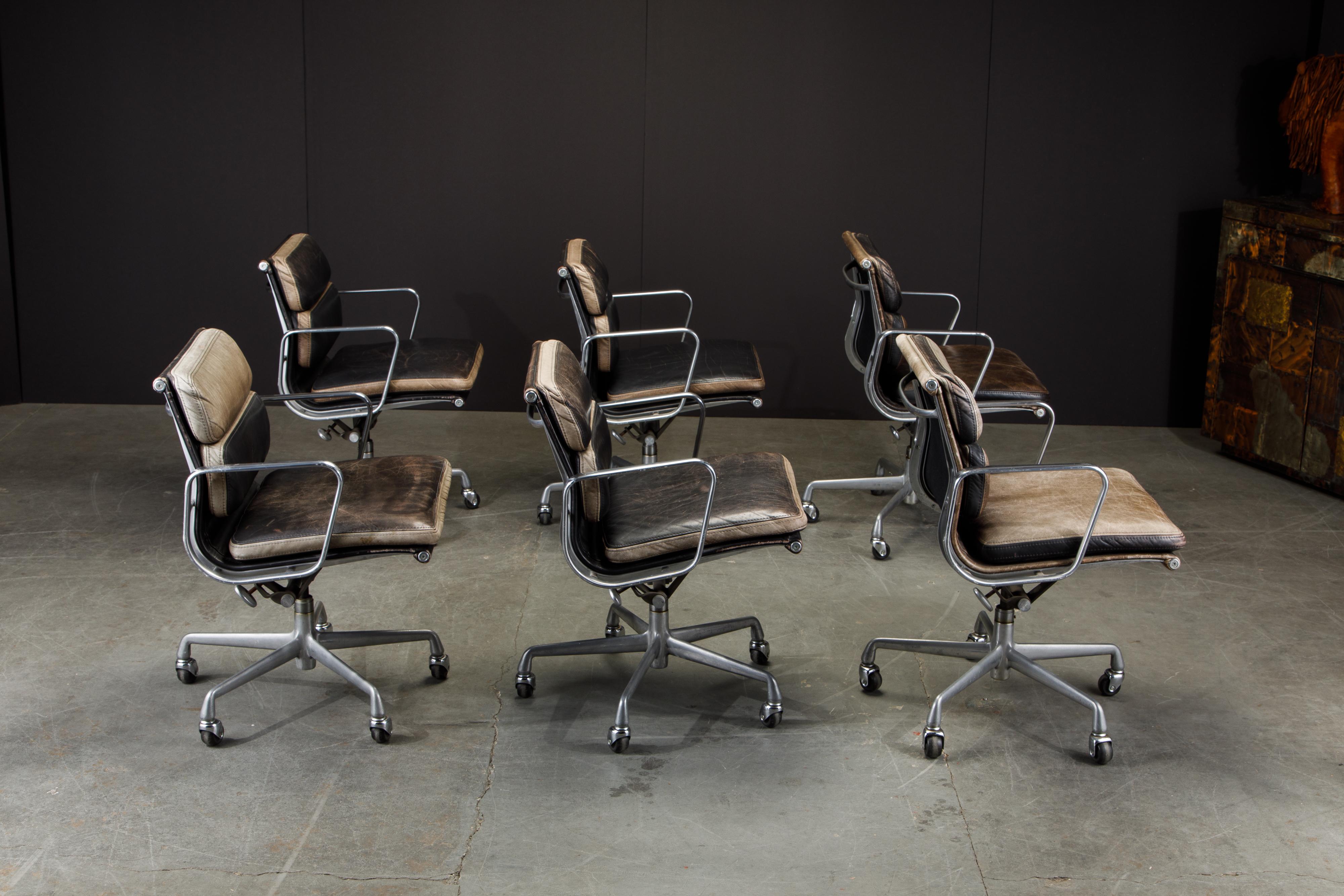 American Patinated Soft Pad Desk Chairs by Charles Eames for Herman Miller, 1987, Signed