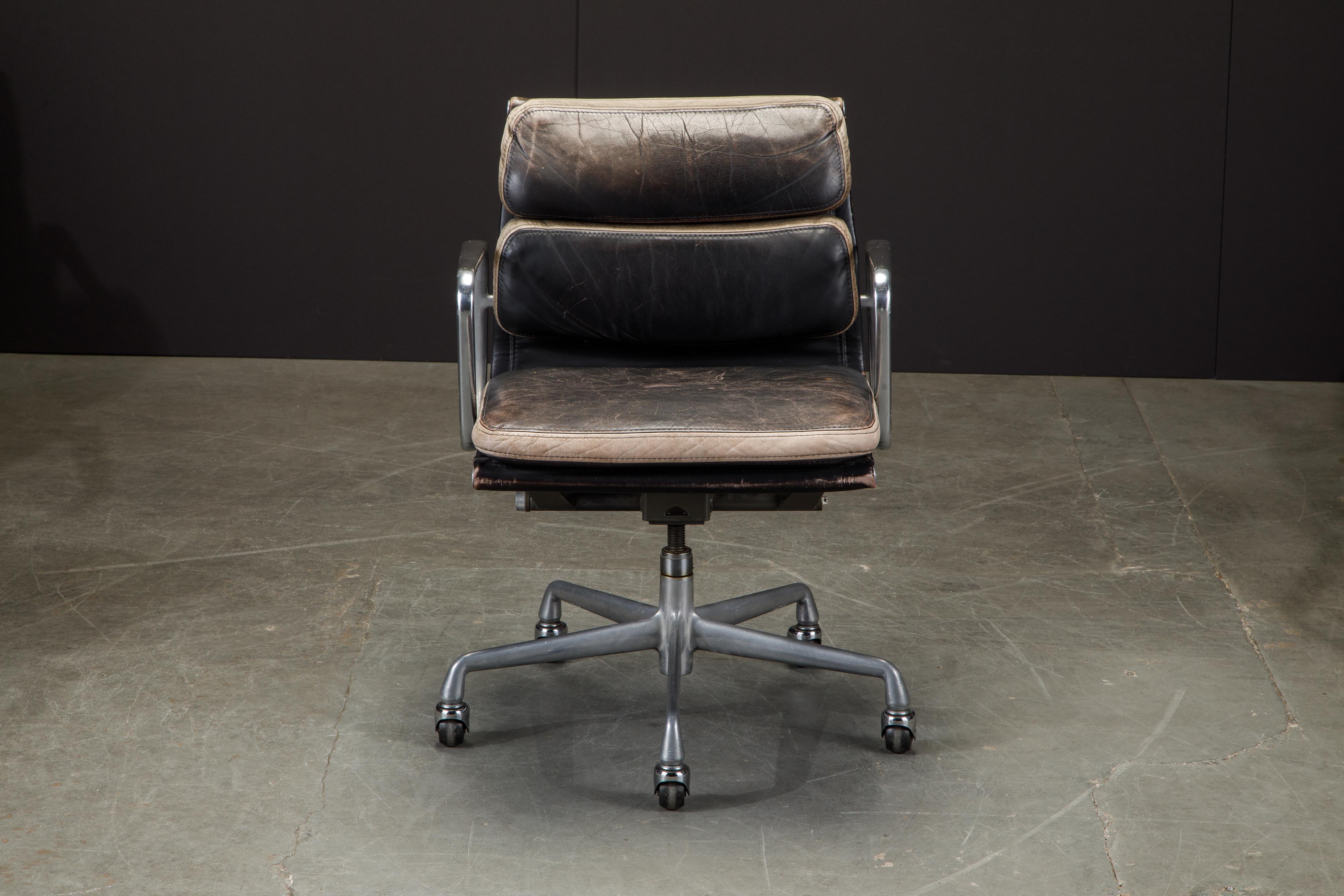 Late 20th Century Patinated Soft Pad Desk Chairs by Charles Eames for Herman Miller, 1987, Signed
