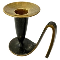 Patinated Solid Brass Karl Hagenauer Candle Holder, Werkstatte Hagenauer Wien