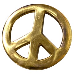 Patinated Solid Brass Vintage Peace Sign