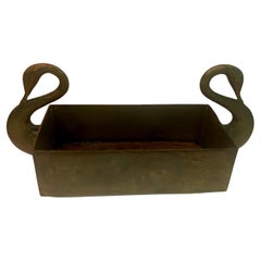 Patinated Solid Bronze Antique Swan Planter Jardiniere