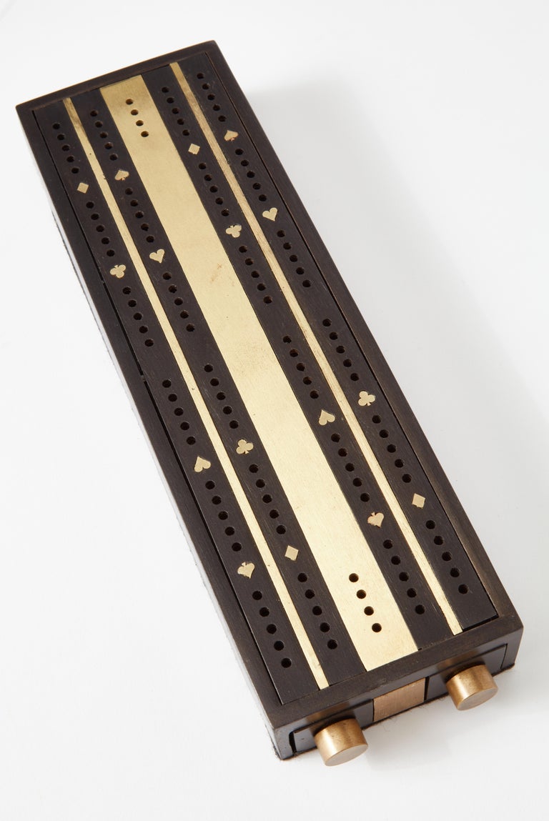 Handmade Cribbage Board with Brass Inlay and Magnetic Storage Drawers ...