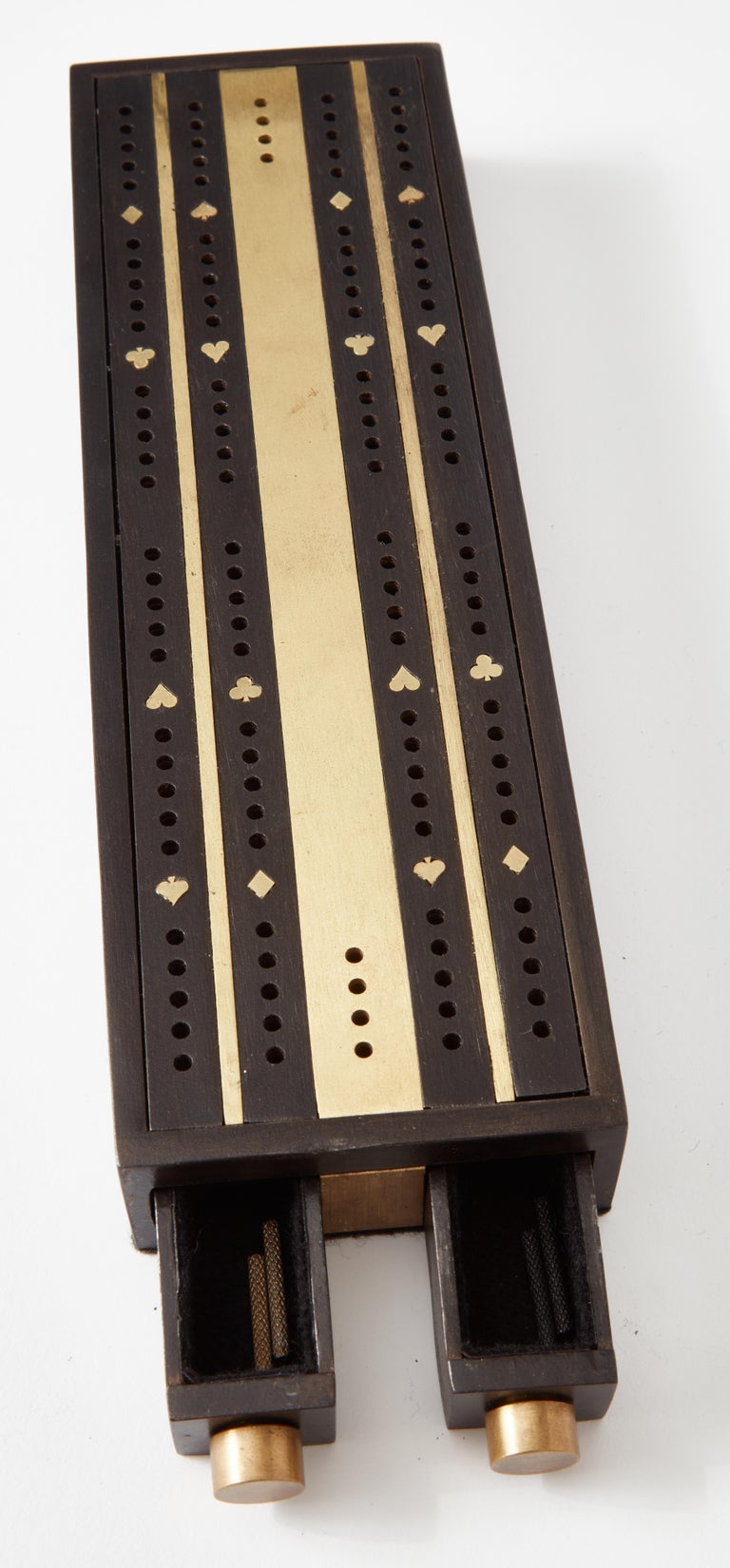 Handmade Cribbage Board with Brass Inlay and Magnetic Storage Drawers ...