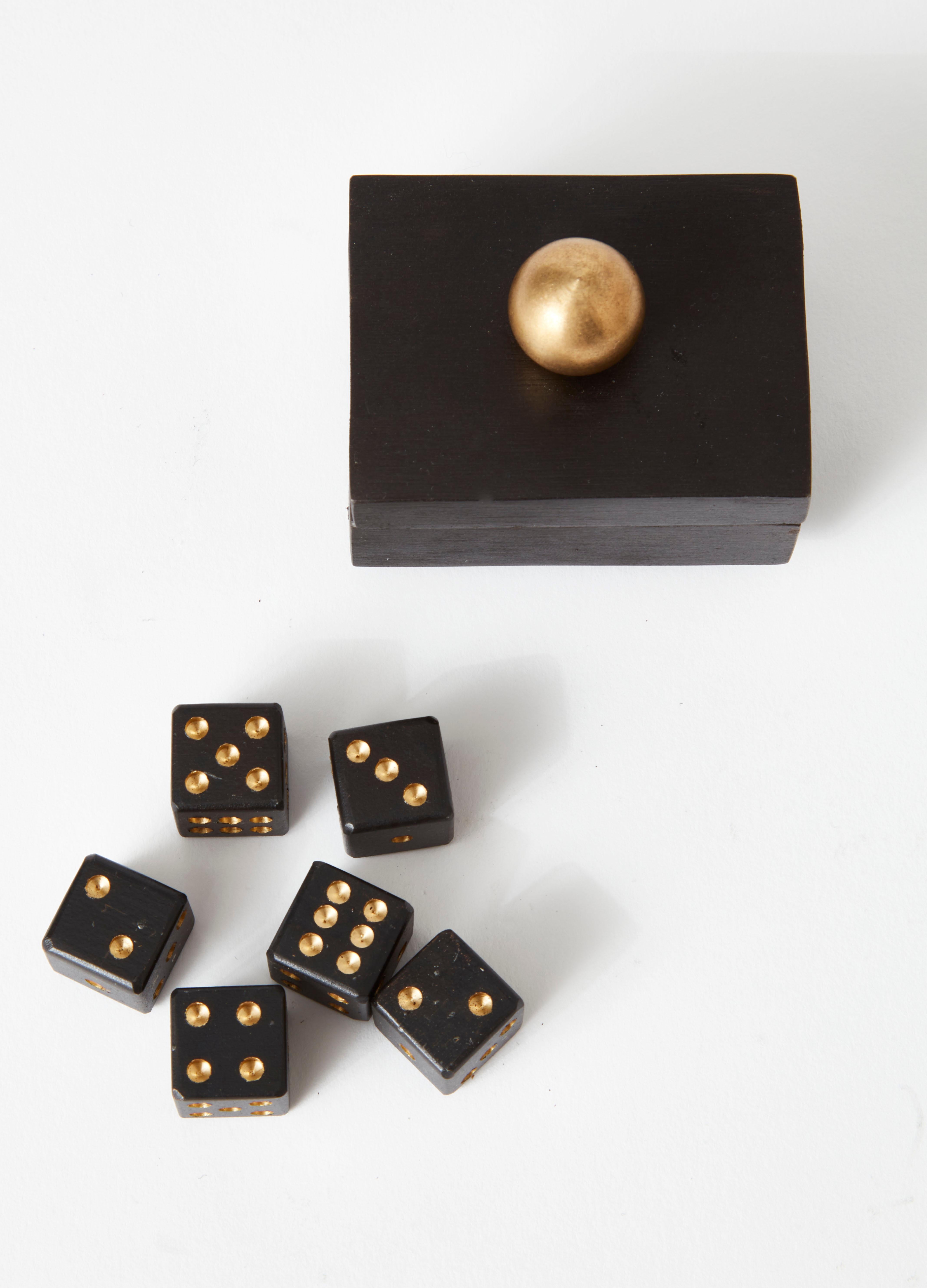 American Patinated Steel and Brass Dice Box