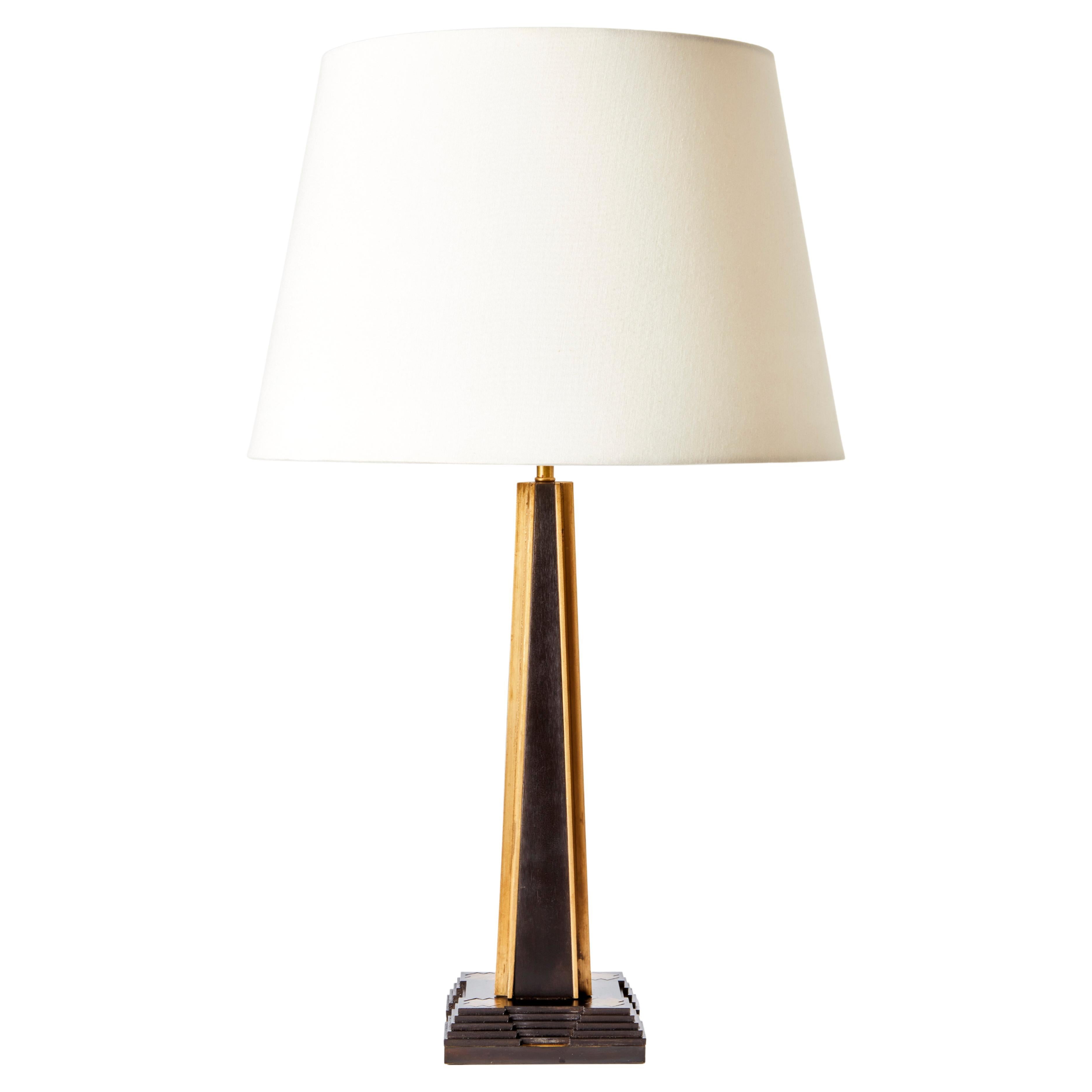 Contemporary Art Deco 'Meso' Table Lamp with Inlayed Brass For Sale