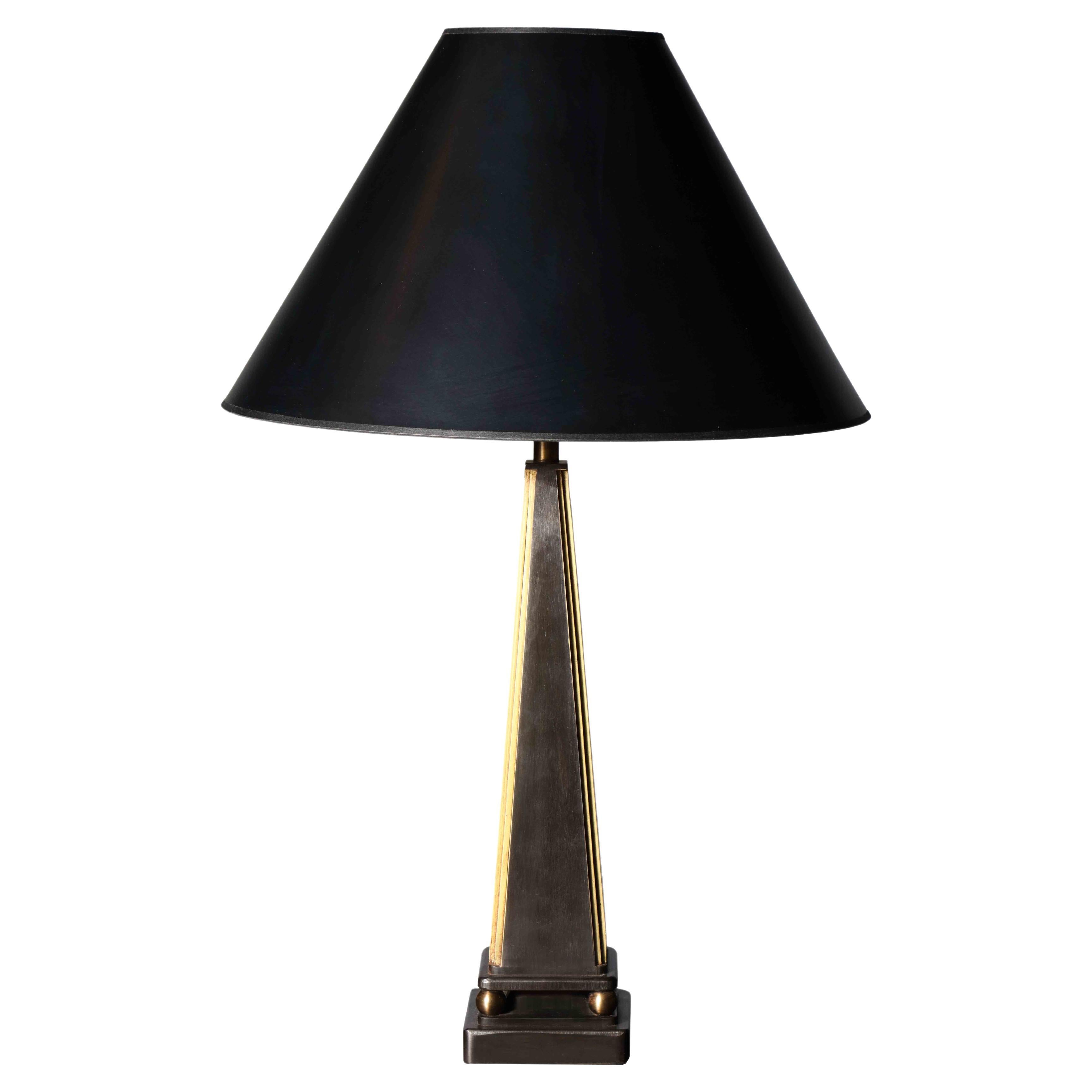 Contemporary Neoclassical 'Obelisk' Table Lamp with Gold Detailing For Sale