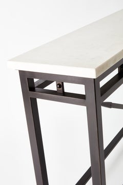 Contemporary Neoclassical Console Table with Stone Top