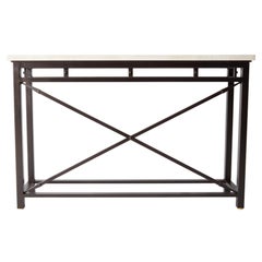 Contemporary Neoclassical Console Table with Stone Top